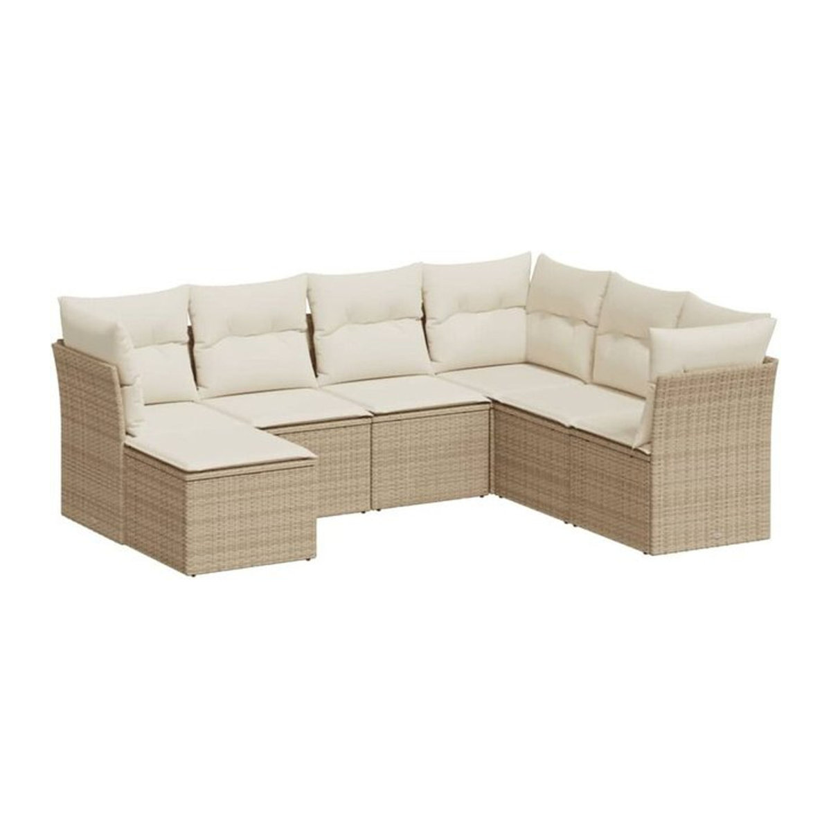 7-teilige Garten-Sofagarnitur mit Kissen aus Polyrattan in Beige von vidaxl - Bild 1