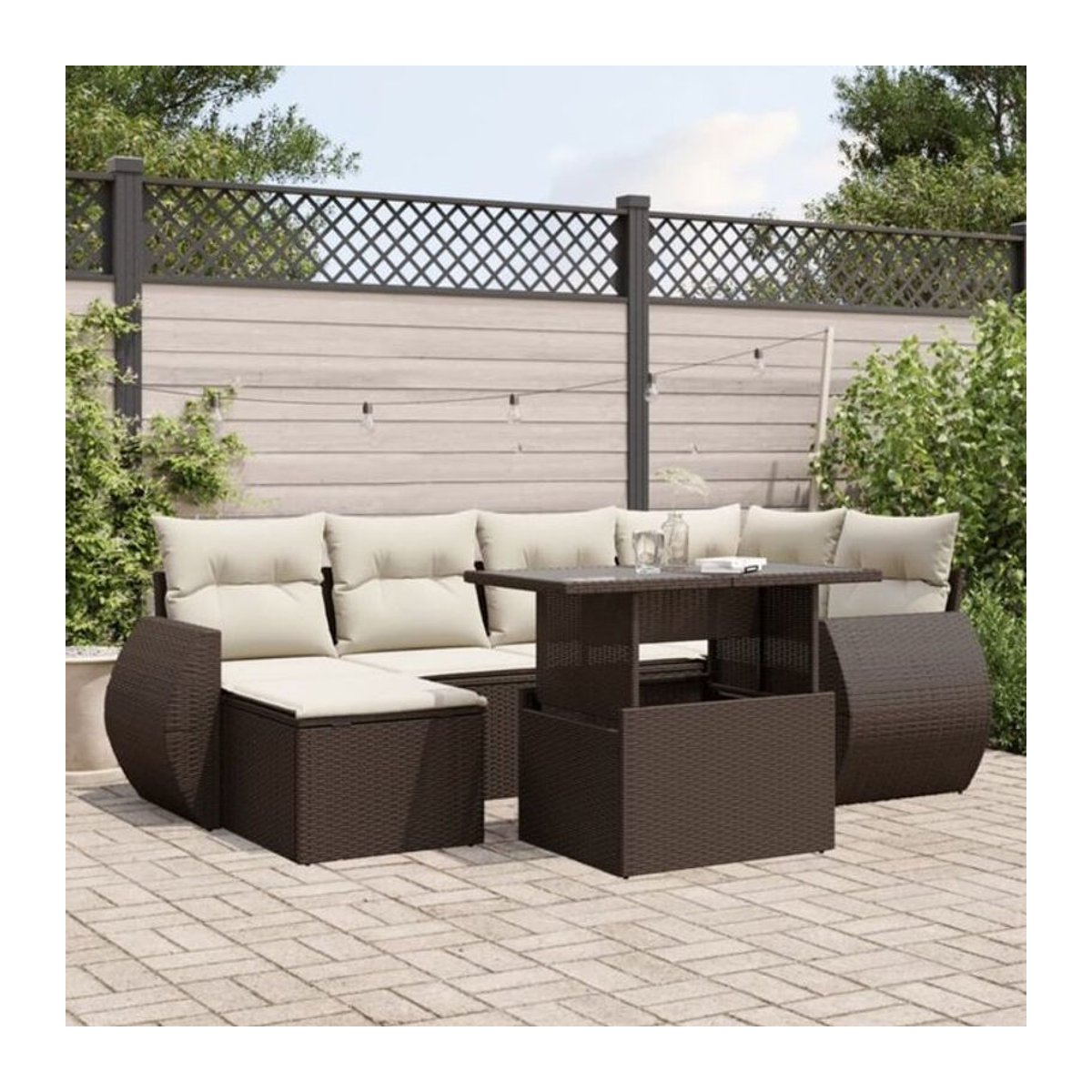 7-teilige Garten-Sofagarnitur mit Kissen aus Polyrattan in Braun von vidaxl - Bild 1