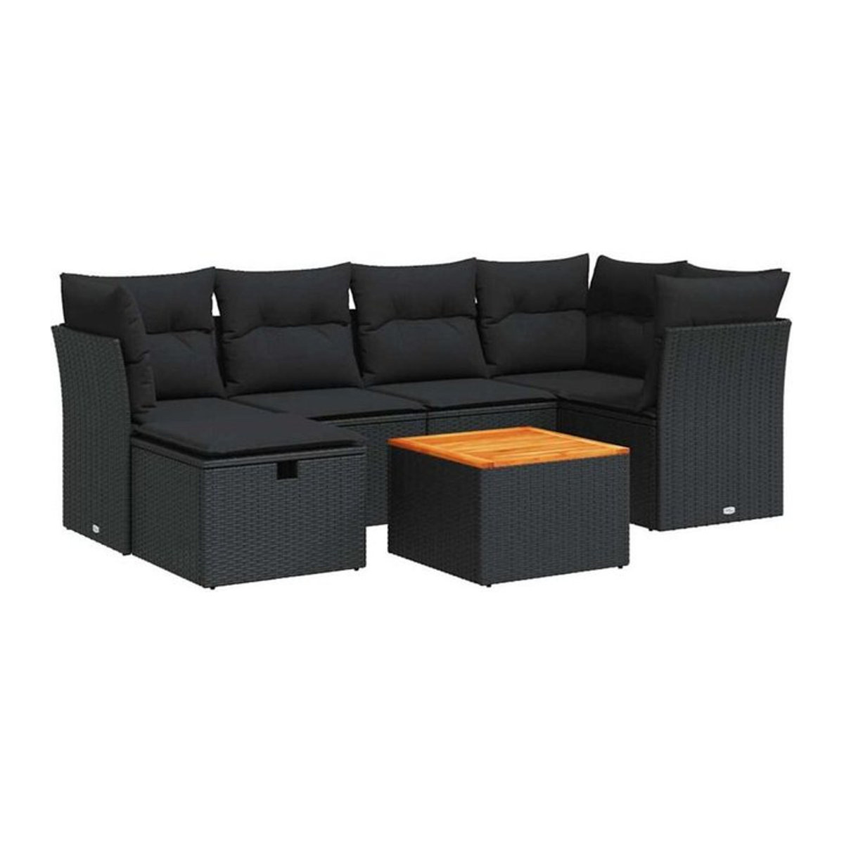 7-teilige Garten-Sofagarnitur mit Kissen aus Polyrattan in Schwarz von vidaxl - Bild 1