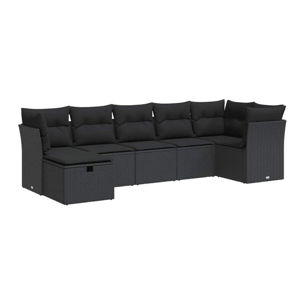 7-teilige Garten-Sofagarnitur mit Kissen aus Polyrattan in Schwarz von VIDAXL - Bild 1