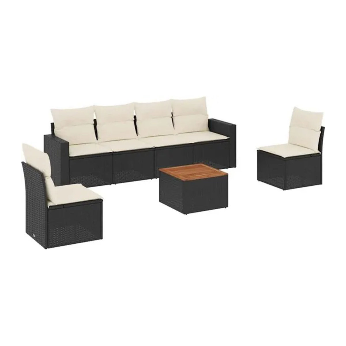 7-teilige moderne Garten-Sofagarnitur aus Polyrattan mit Kissen in Schwarz von Vidaxl - Bild 1