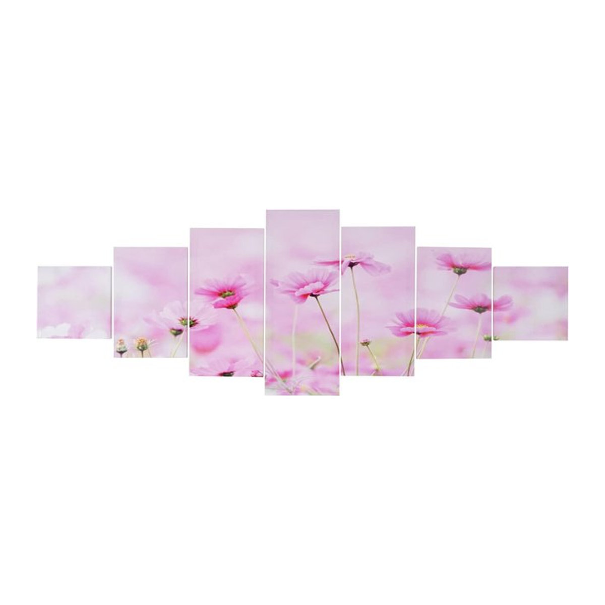 7-teiliges Leinwandbild Set mit floralem Motiv in Rosa, Kunstdruck auf Keilrahmen, B/H: 140 x 50 cm - Bild 1