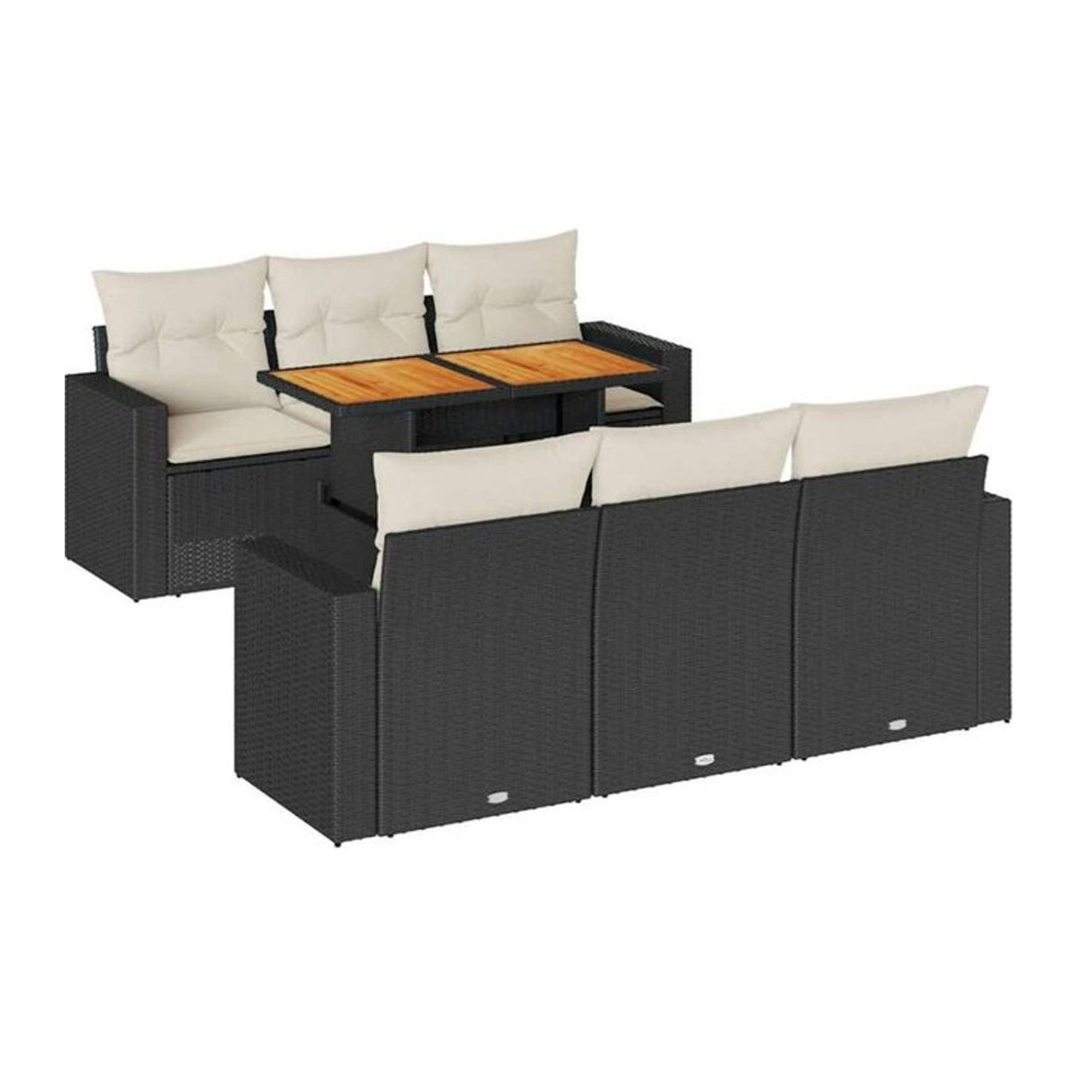 7-tlg. Garten-Sofagarnitur mit Kissen aus Polyrattan in Schwarz von vidaxl - Bild 1