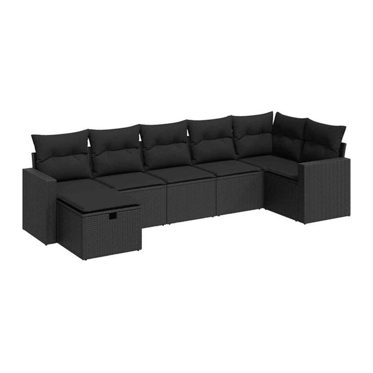7-tlg. Garten-Sofagarnitur mit Kissen aus Polyrattan in Schwarz von vidaxl - Bild 1