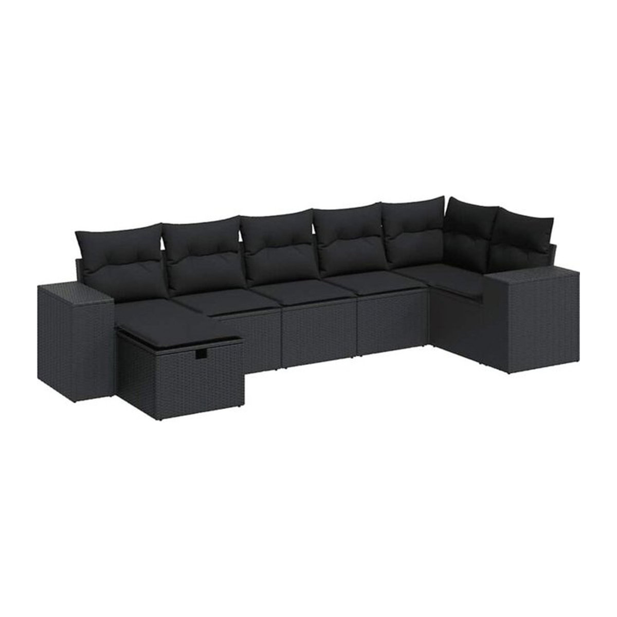 7-tlg. Garten-Sofagarnitur mit Kissen aus Polyrattan und Stahl in Schwarz von VIDAXL - Bild 1