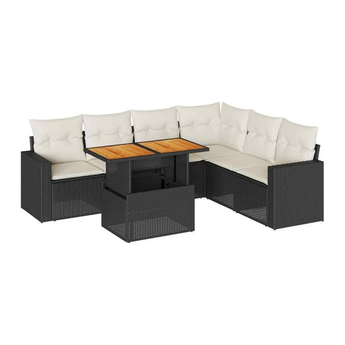 7-tlg. moderne Garten-Sofagarnitur aus Polyrattan mit Kissen in Schwarz von Vidaxl - Bild 1