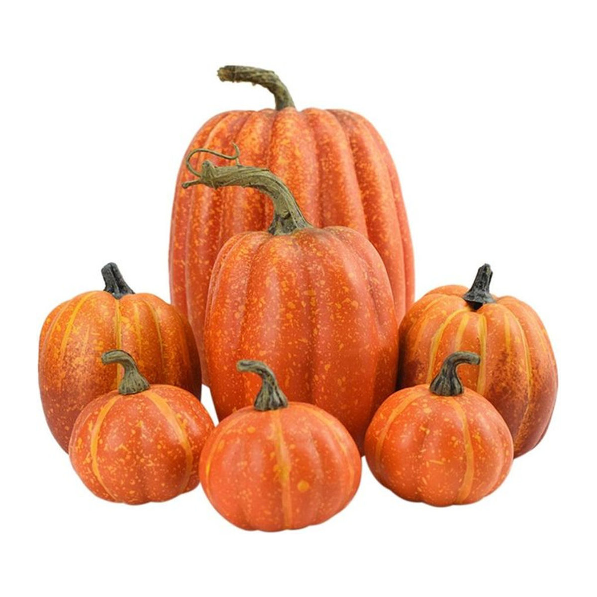 7er Set künstliche Kürbisdeko aus Schaumstoff in Orange und Weiß für Herbst, Halloween und Thanksgiving von TOMTOP JMS - Bild 1