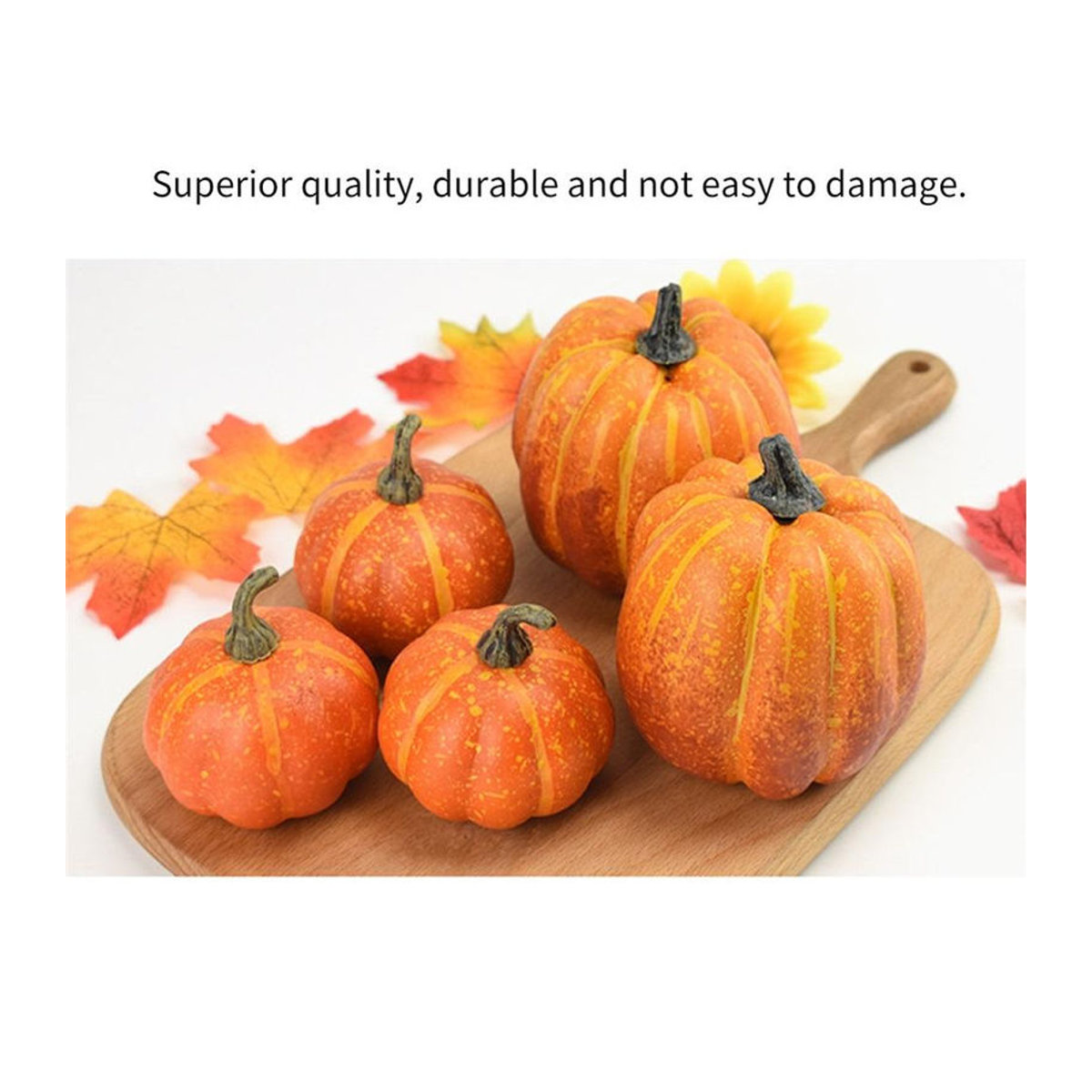 7er Set künstliche Kürbisdeko aus Schaumstoff in Orange und Weiß für Herbst, Halloween und Thanksgiving von TOMTOP JMS - Bild 4