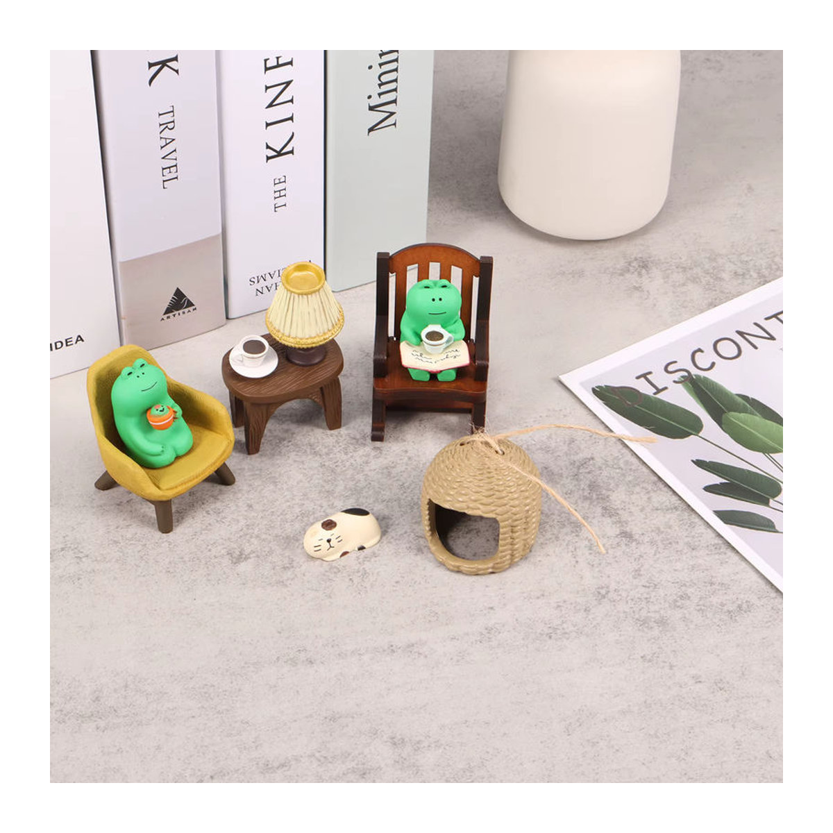 7er Set Miniatur Frosch Figuren aus Kunstharz in Grün zur Dekoration für Garten, Desktop und Schlafzimmer - Bild 2