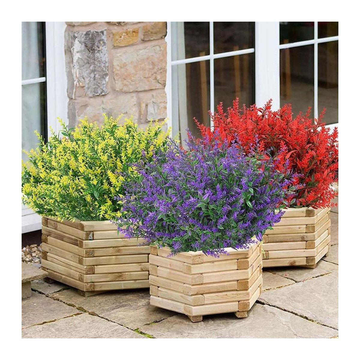 8 Bündel künstlicher Lavendel in Lila von yuyongzhi, wetterfeste Kunstblumen für Garten und Veranda, Höhe: 35 cm - Bild 10