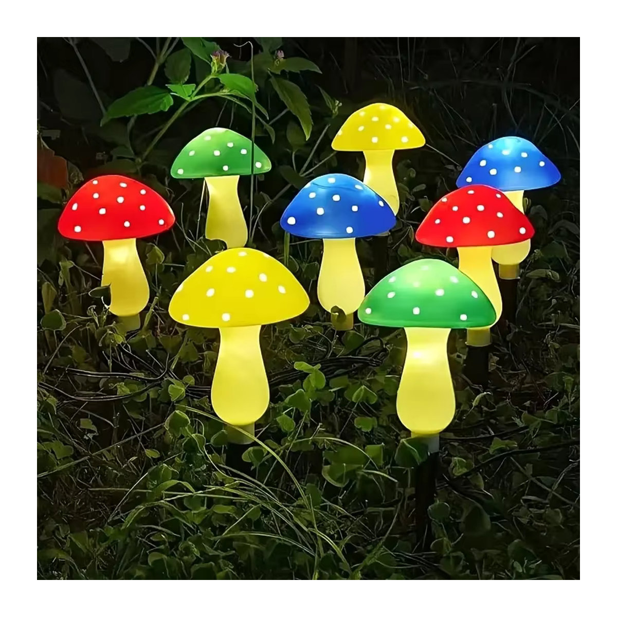 8-köpfige Solar-Pilz-Lichter Rot als Gartendekoration mit Pfahl für festliche Außenbeleuchtung - Bild 5