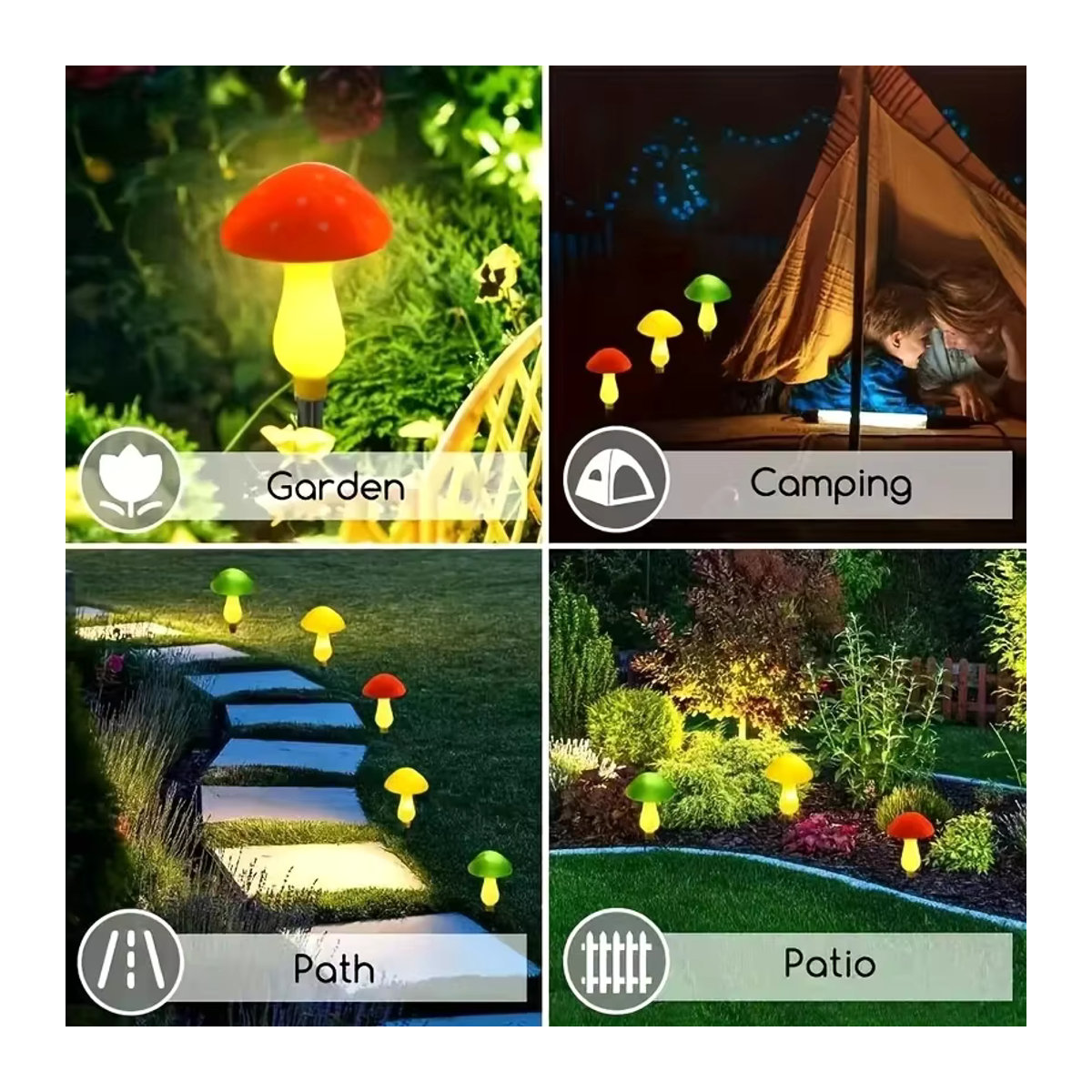 8-köpfige Solar-Pilz-Lichter Rot als Gartendekoration mit Pfahl für festliche Außenbeleuchtung - Bild 6