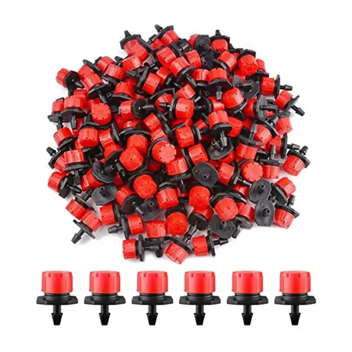 8-Loch-Automatik-Sprinklerdüse mit einstellbarem Durchflussregler in Rot für Gartenbewässerung und Topfpflanzen - Bild 2