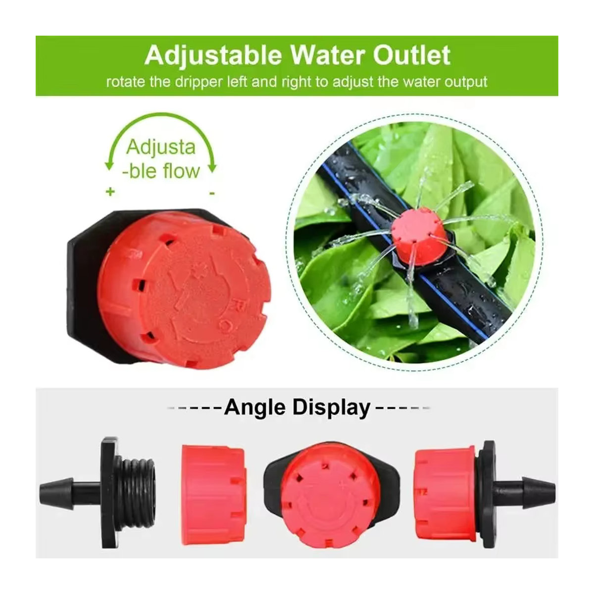 8-Loch-Automatik-Sprinklerdüse mit einstellbarem Durchflussregler in Rot für Gartenbewässerung und Topfpflanzen - Bild 6