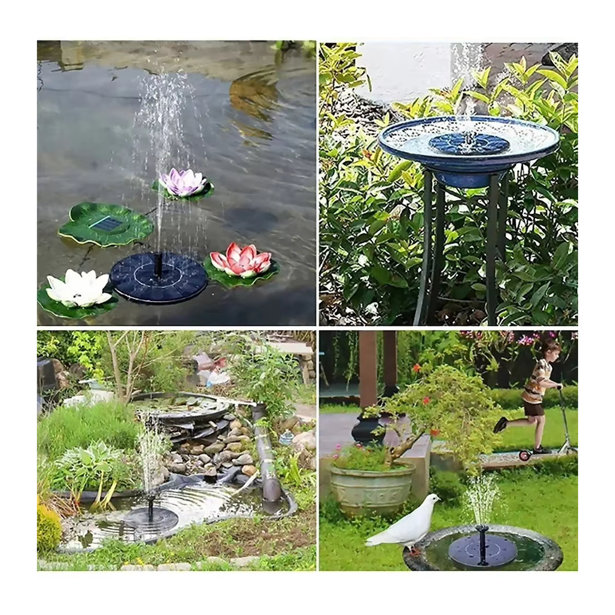 8 Schwimmende Solar-Düsenpumpen in Schwarz für Teiche, Gartenbäder und Vogelbäder, Durchmesser: 13 cm, 16 cm und 18 cm - Bild 4