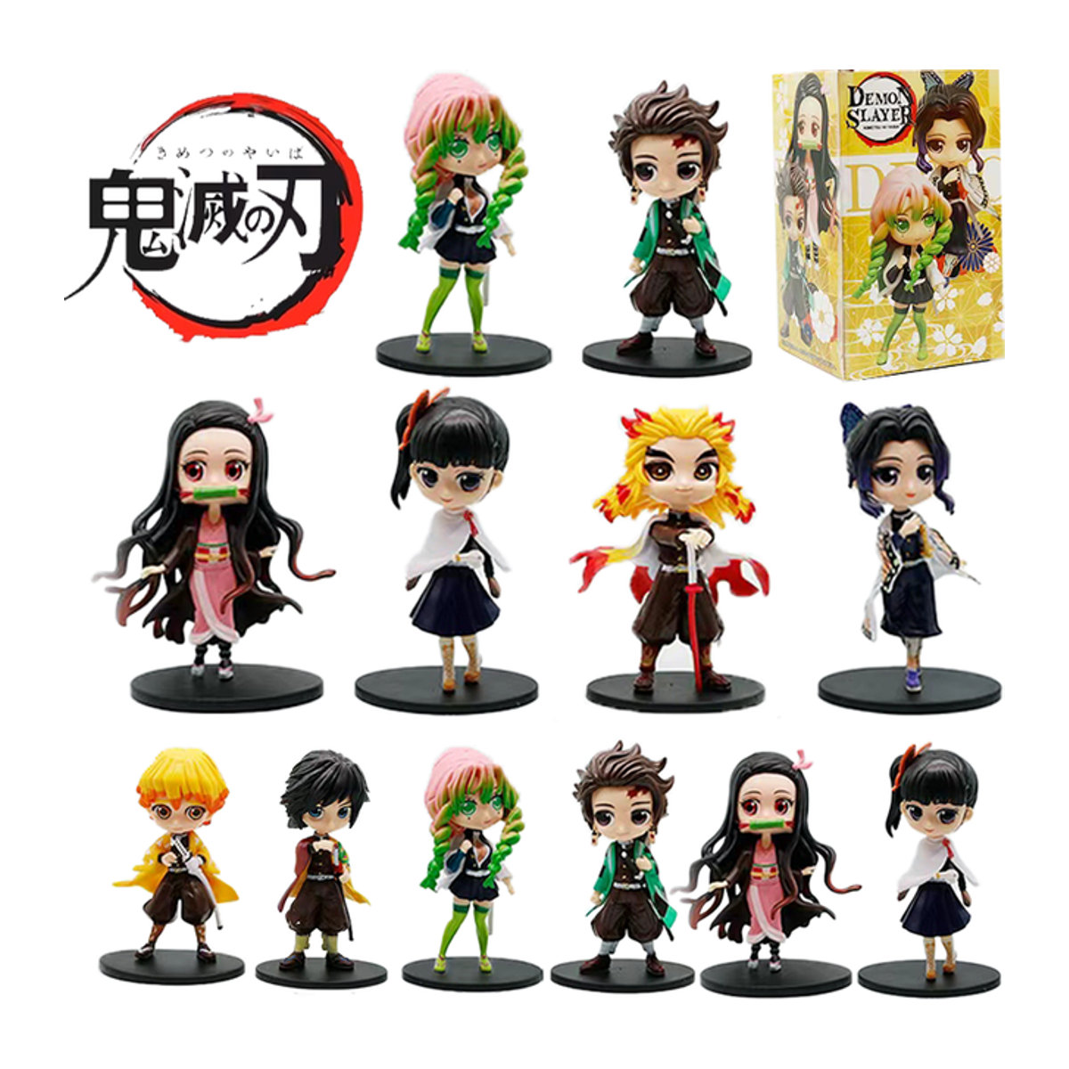 8 Stück Bandai Demon Slayer Blindbox Anime Figuren Set mit Tanjiro Kamado und Nezuko aus PVC in Mehrfarbig - Bild 1