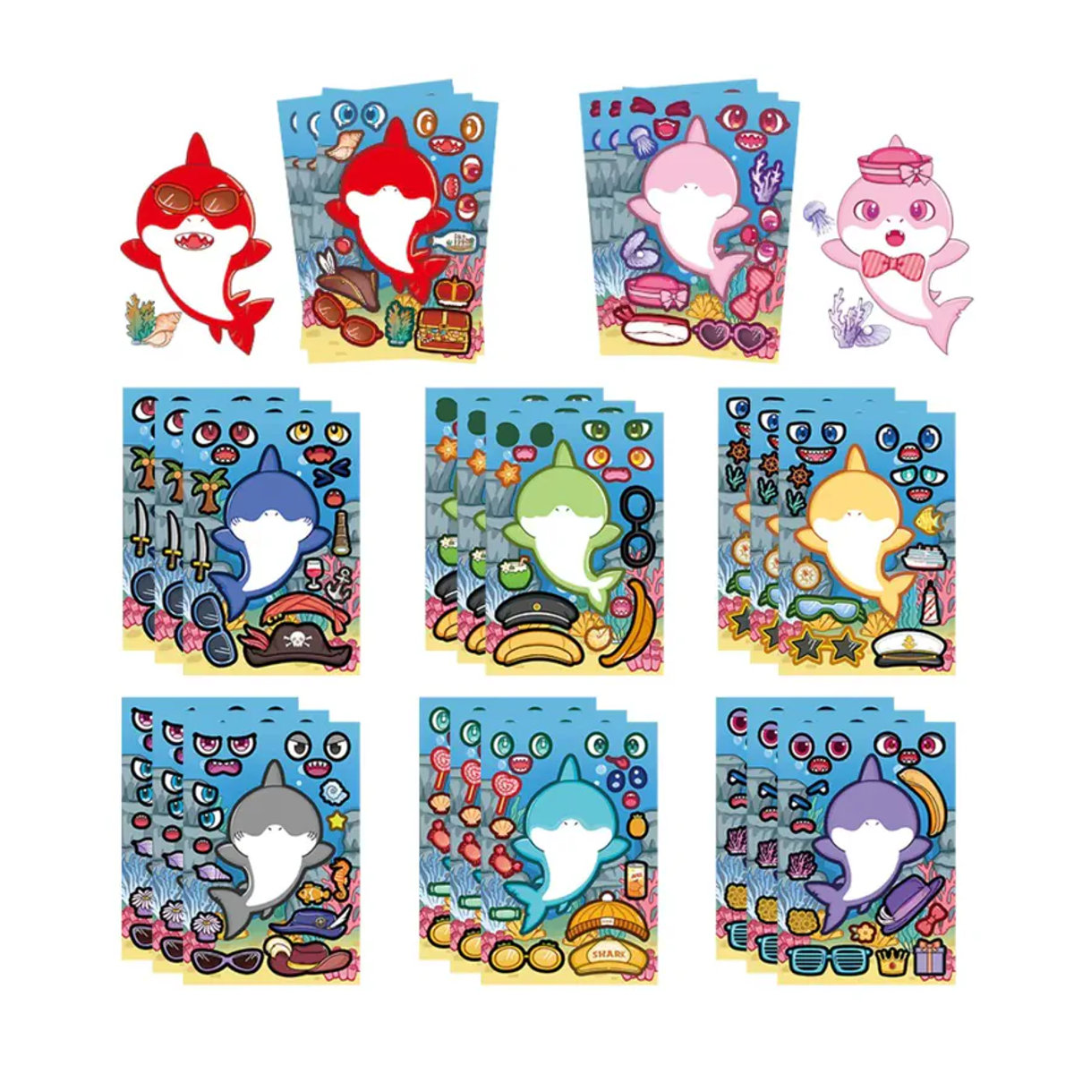 8 Stück Haifisch-Aufkleber im maritimen Design von Anime Worlds Store, mehrfarbig, aus Papier - Bild 2