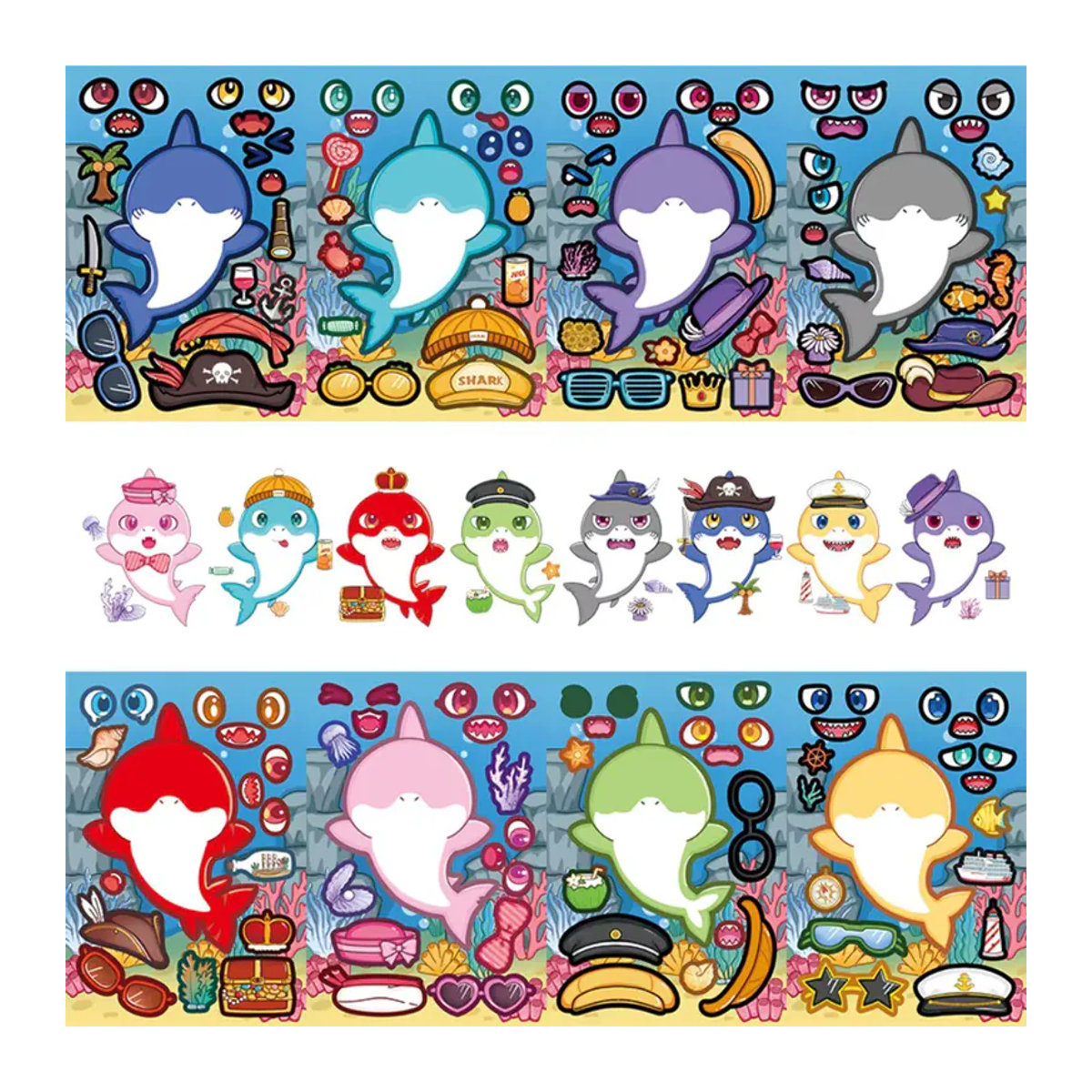 8 Stück Haifisch-Aufkleber im maritimen Design von Anime Worlds Store, mehrfarbig, aus Papier - Bild 3