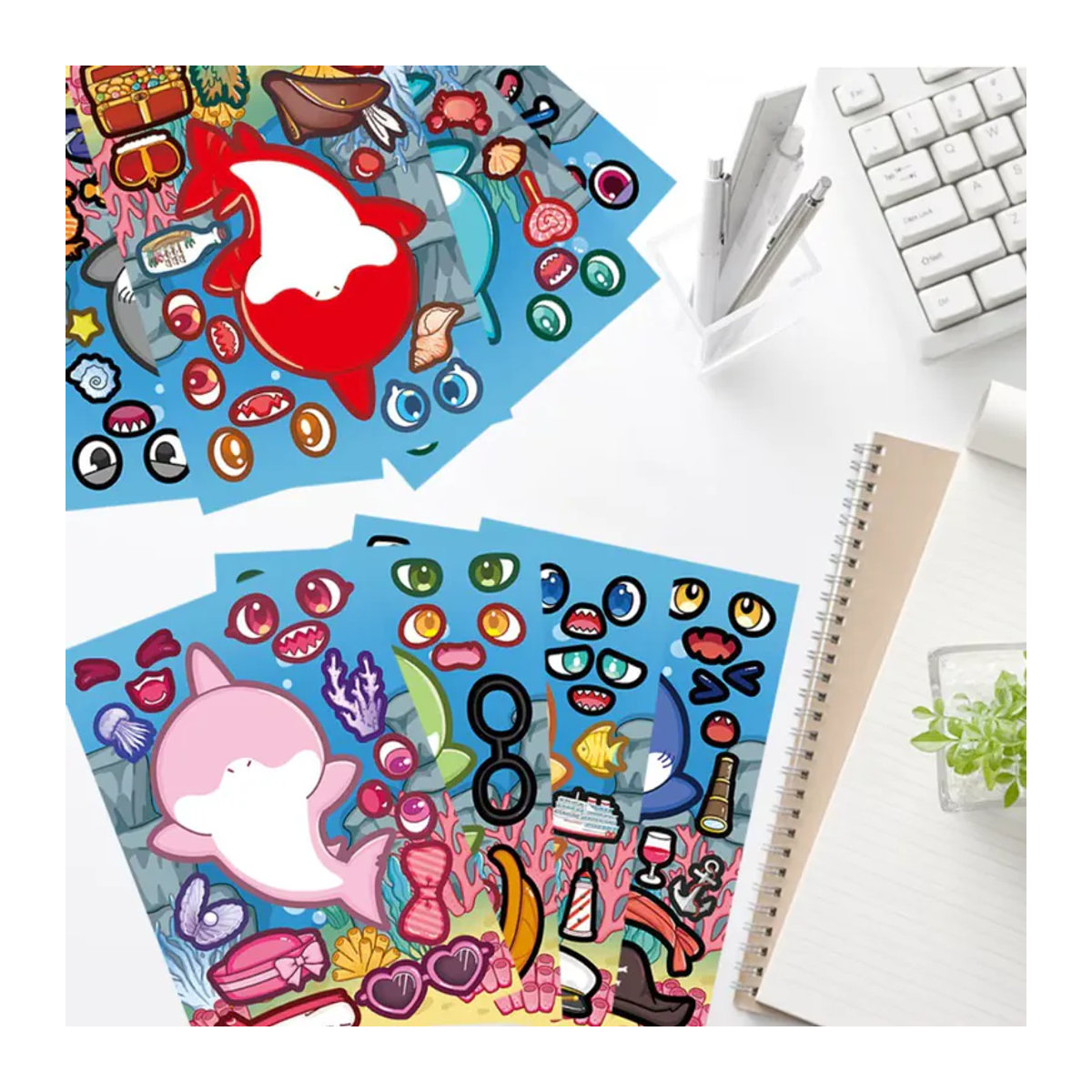 8 Stück Haifisch-Aufkleber im maritimen Design von Anime Worlds Store, mehrfarbig, aus Papier - Bild 4