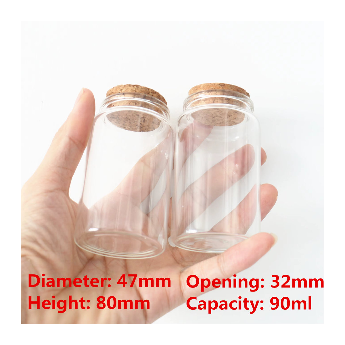 8 Stück leere Glasflaschen mit Korken, 90 ml, transparent, B/T/H: 3,3 x 3,3 x 8 cm - Bild 2