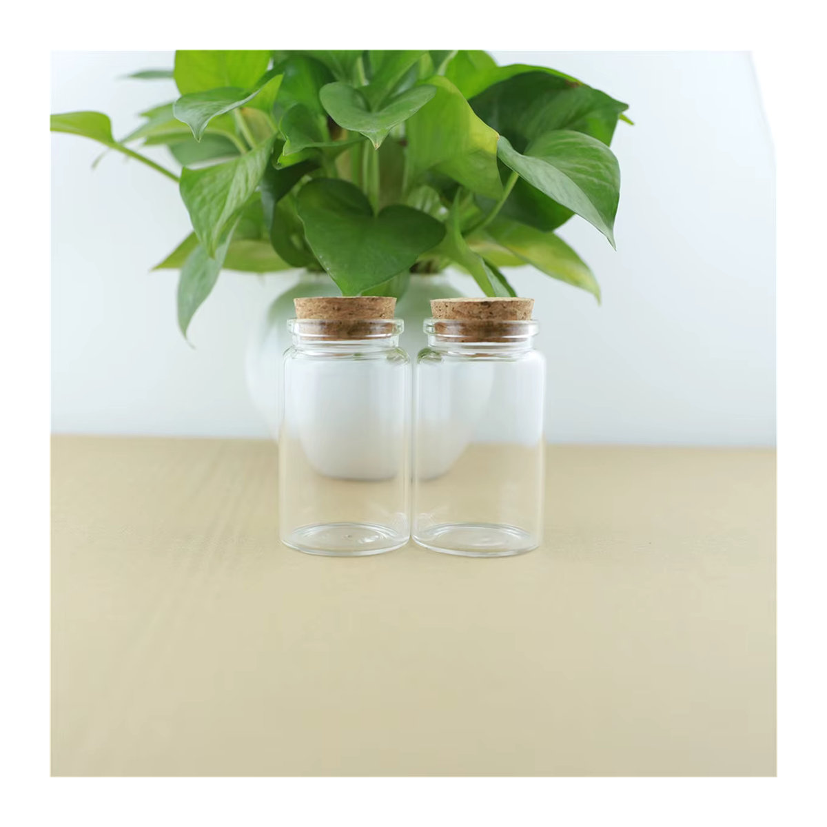 8 Stück leere Glasflaschen mit Korken, 90 ml, transparent, B/T/H: 3,3 x 3,3 x 8 cm - Bild 3