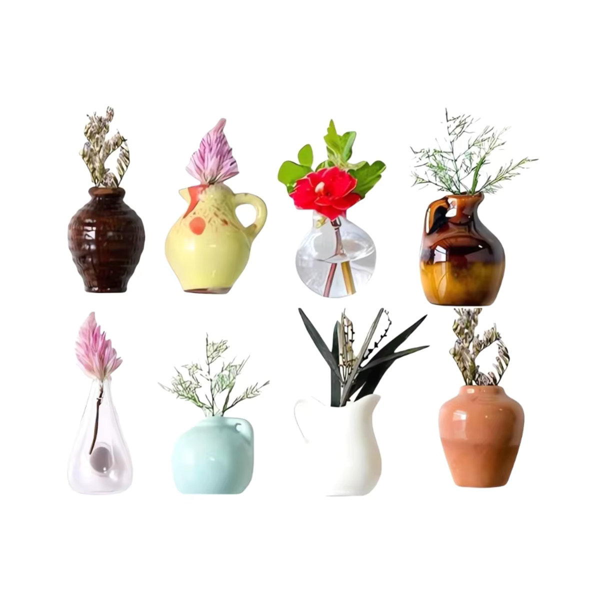 8 Stück Mini-Keramik-Vasenmagnete in Mehrfarbig, minimalistische magnetische Kühlschrankdekoration für Büro und Zuhause - Bild 2