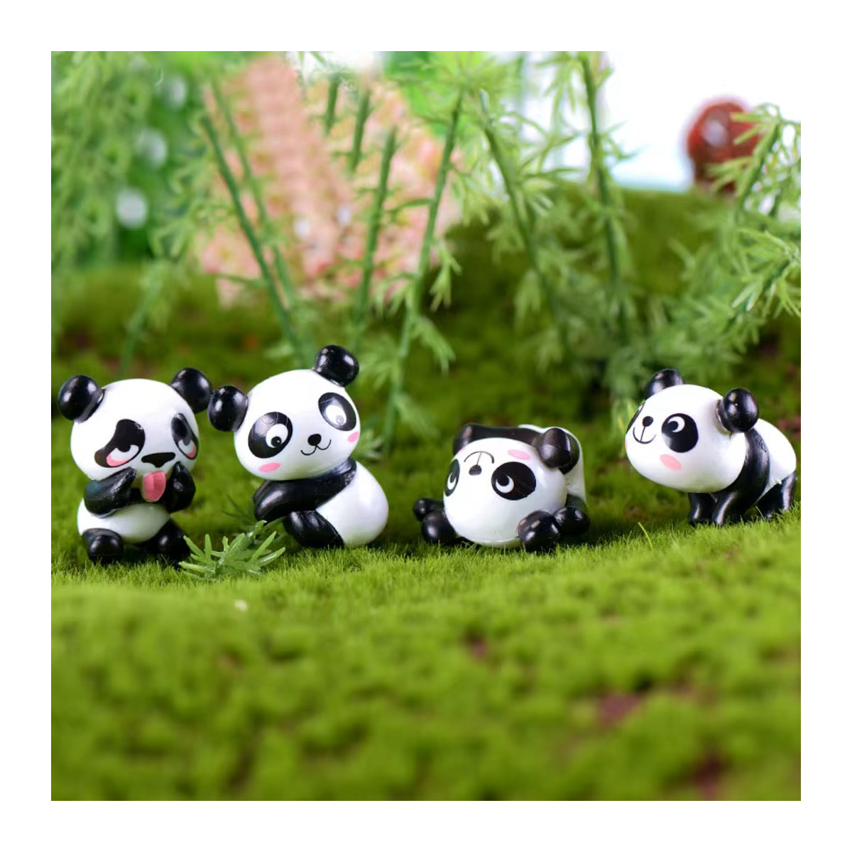 8 Stück Otmagelu China-Riesenpanda-Figuren aus Kunstharz in Schwarz-Weiß als Miniatur-Ornament für Feengarten und Heimdekoration - Bild 4