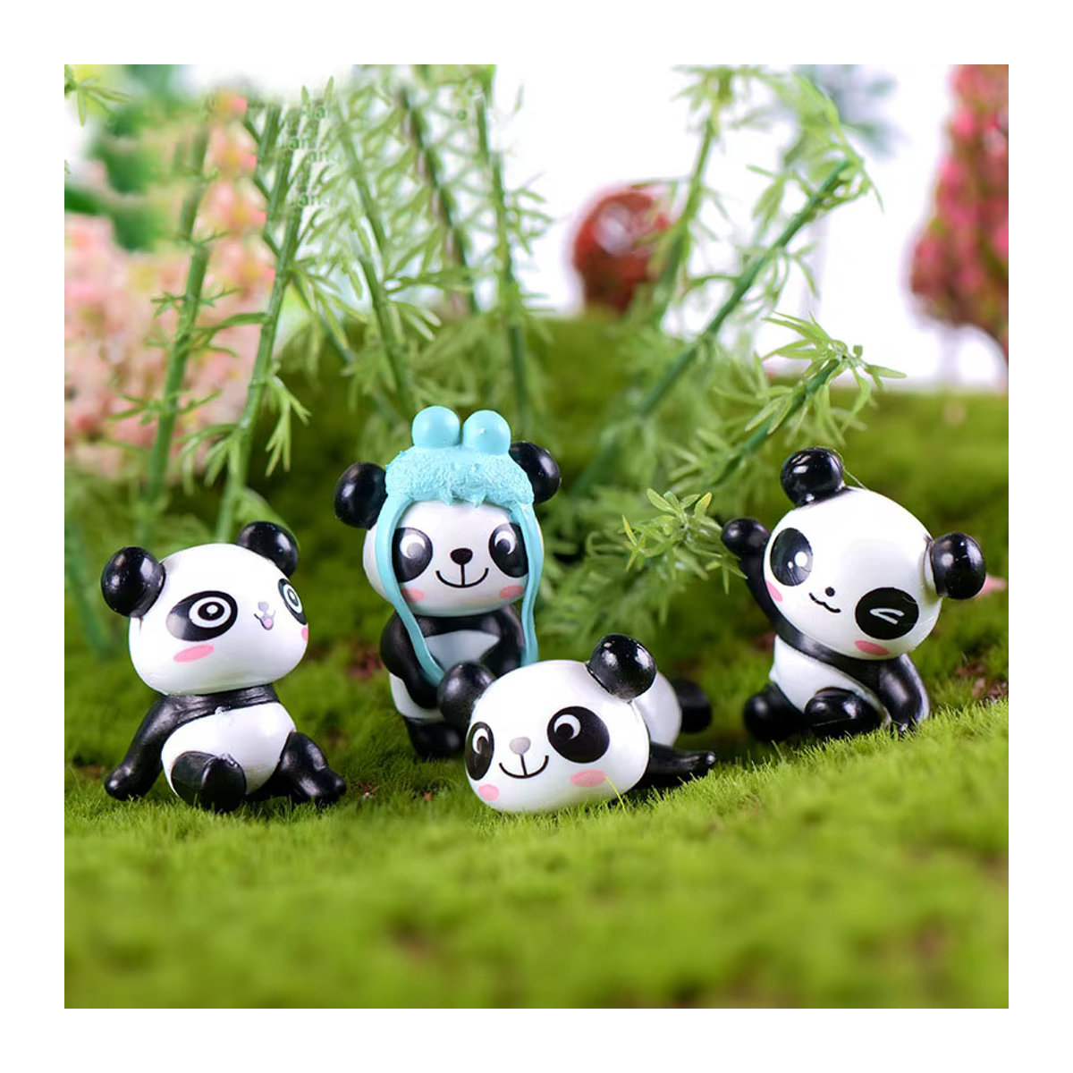 8 Stück Otmagelu China-Riesenpanda-Figuren aus Kunstharz in Schwarz-Weiß als Miniatur-Ornament für Feengarten und Heimdekoration - Bild 5