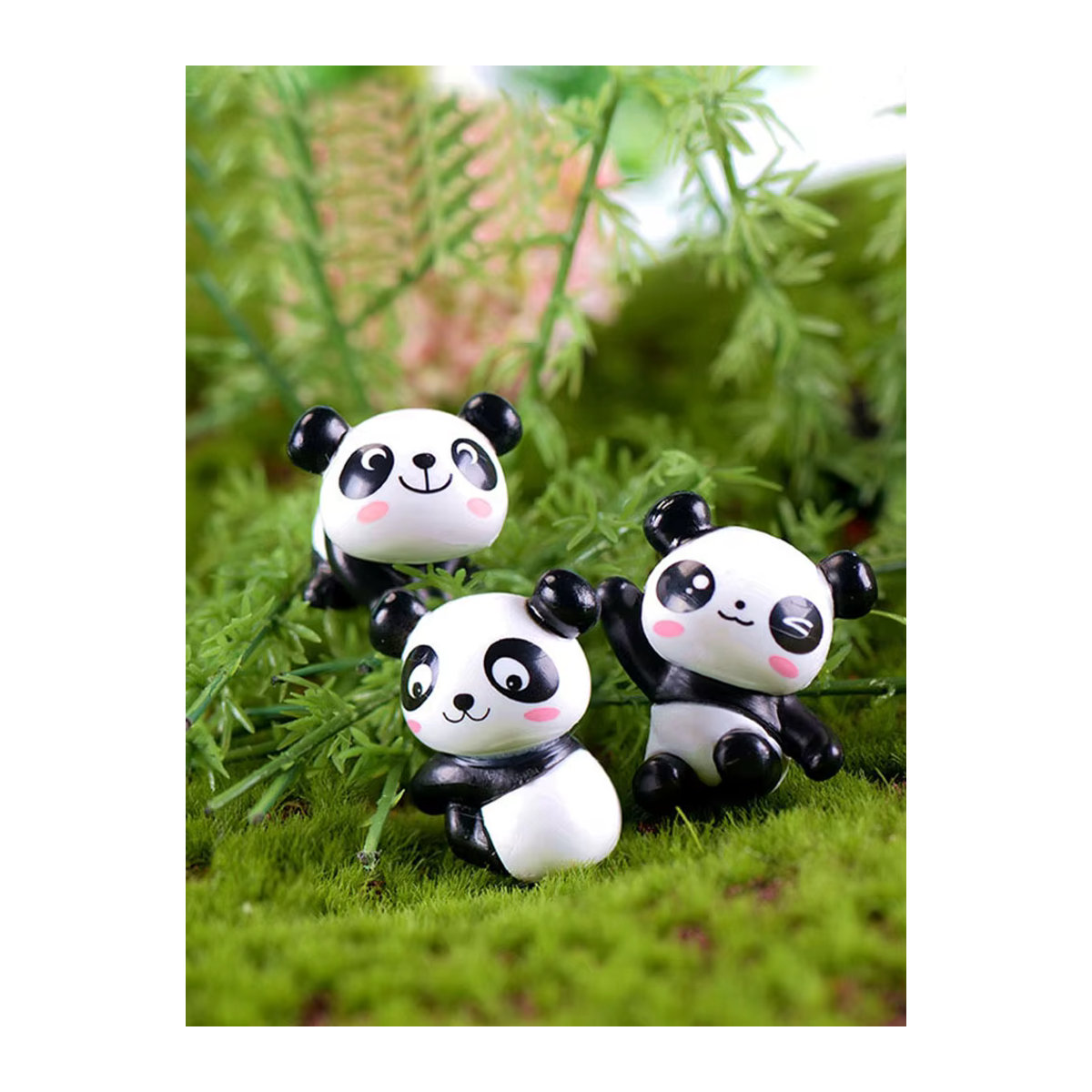 8 Stück Otmagelu China-Riesenpanda-Figuren aus Kunstharz in Schwarz-Weiß als Miniatur-Ornament für Feengarten und Heimdekoration - Bild 6