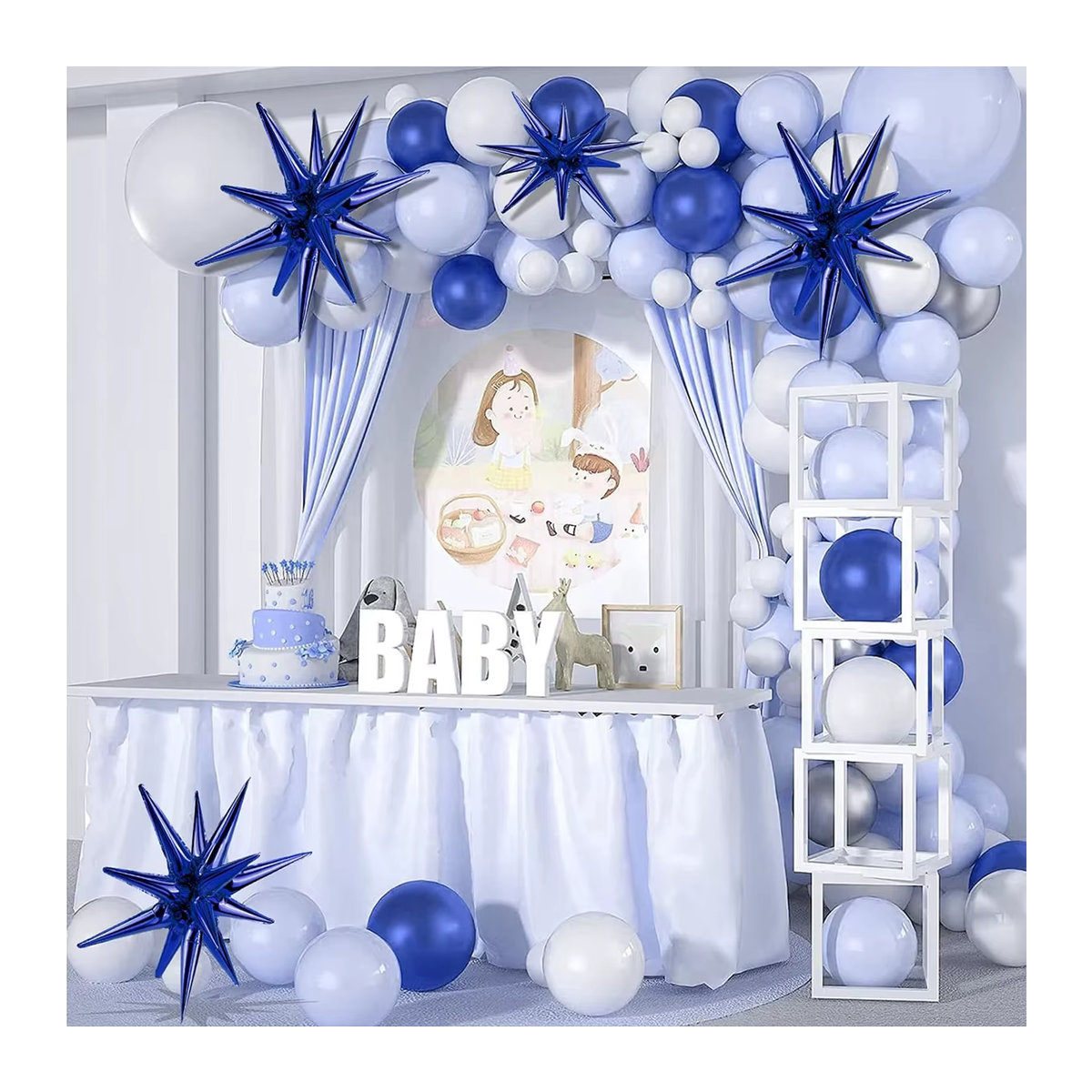 8 Stück Sternballons aus Aluminiumfolie in Blau und Schwarz für Babyparty oder Abschlussfeier - Bild 3