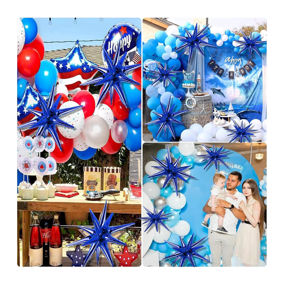 8 Stück Sternballons aus Aluminiumfolie in Blau und Schwarz für Babyparty oder Abschlussfeier - Bild 5
