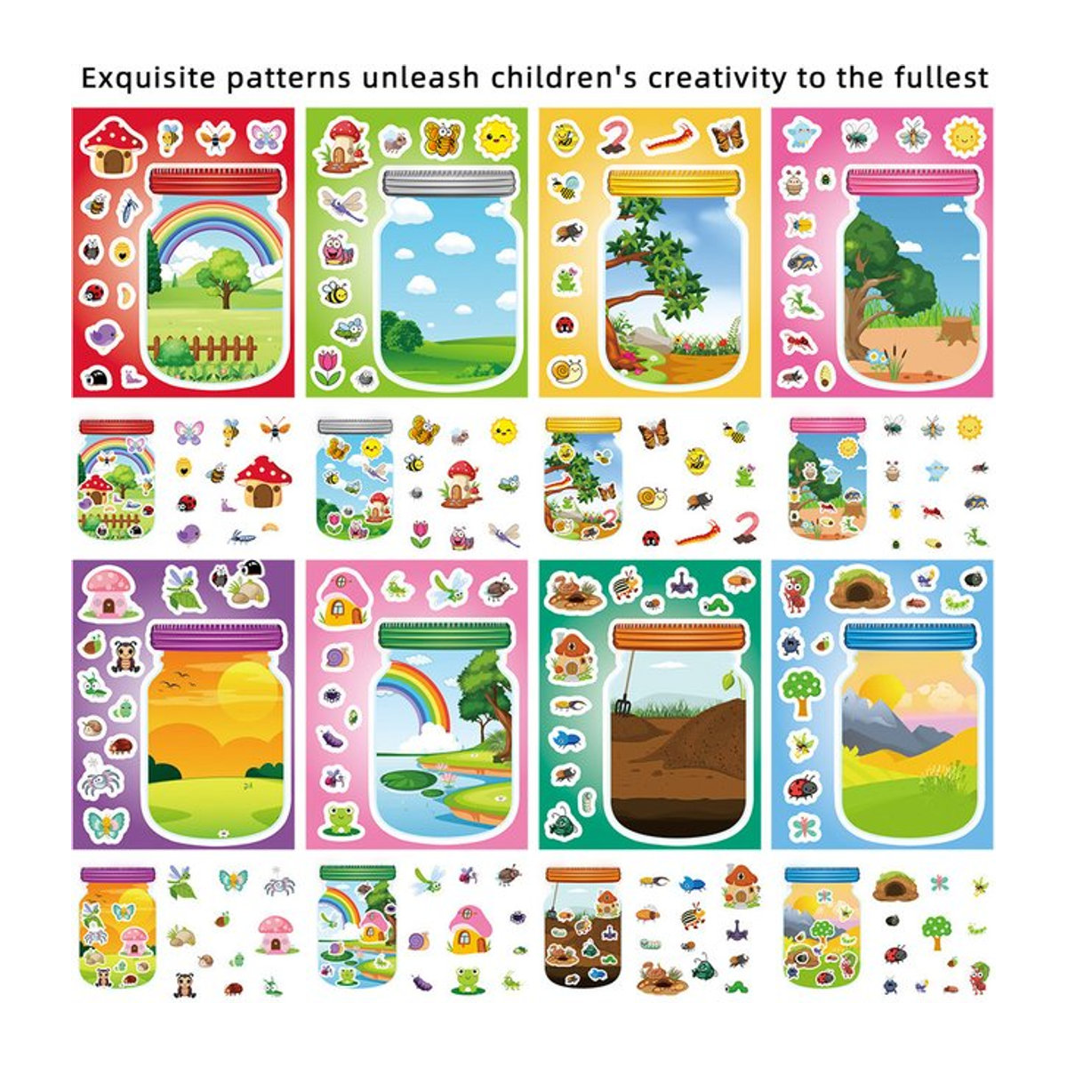 8-teiliges Cartoon-Puzzle-Aufkleber Set mit Tiermotiven für Kinder von BulingBulingStickers Store in Mehrfarbig - Bild 1