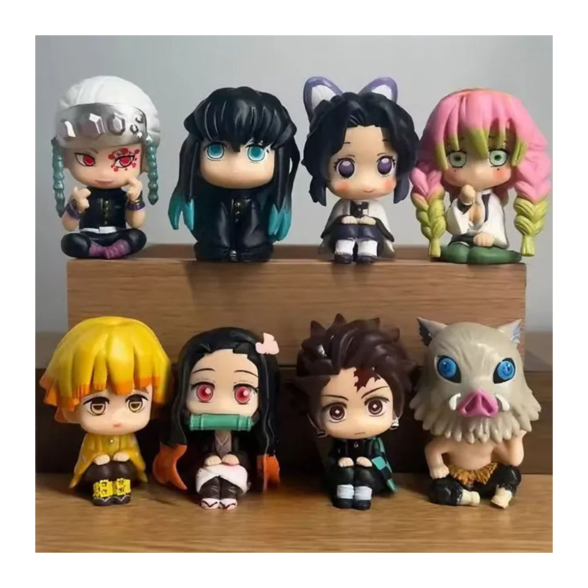 8-teiliges Demon Slayer Figuren Set von Bandai mit Tanjiro, Inosuke und Zenitsu in Q-Version, mehrfarbig aus Kunststoff - Bild 1