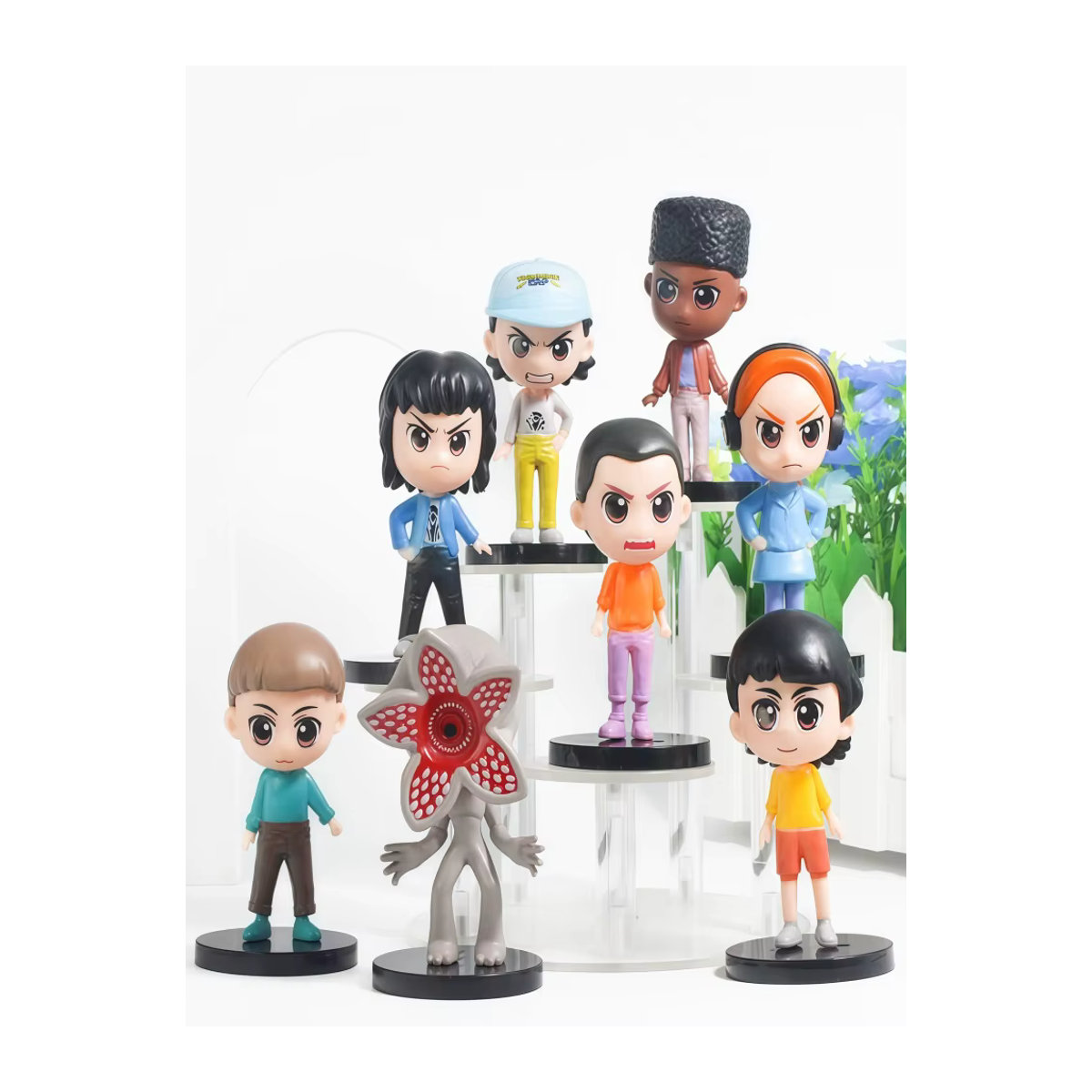 8-teiliges Stranger Things Figuren Set von Bandai mit Eleven, Dustin, Barb, Steve und Demogorgon, mehrfarbige PVC Actionfiguren für Kinder - Bild 4