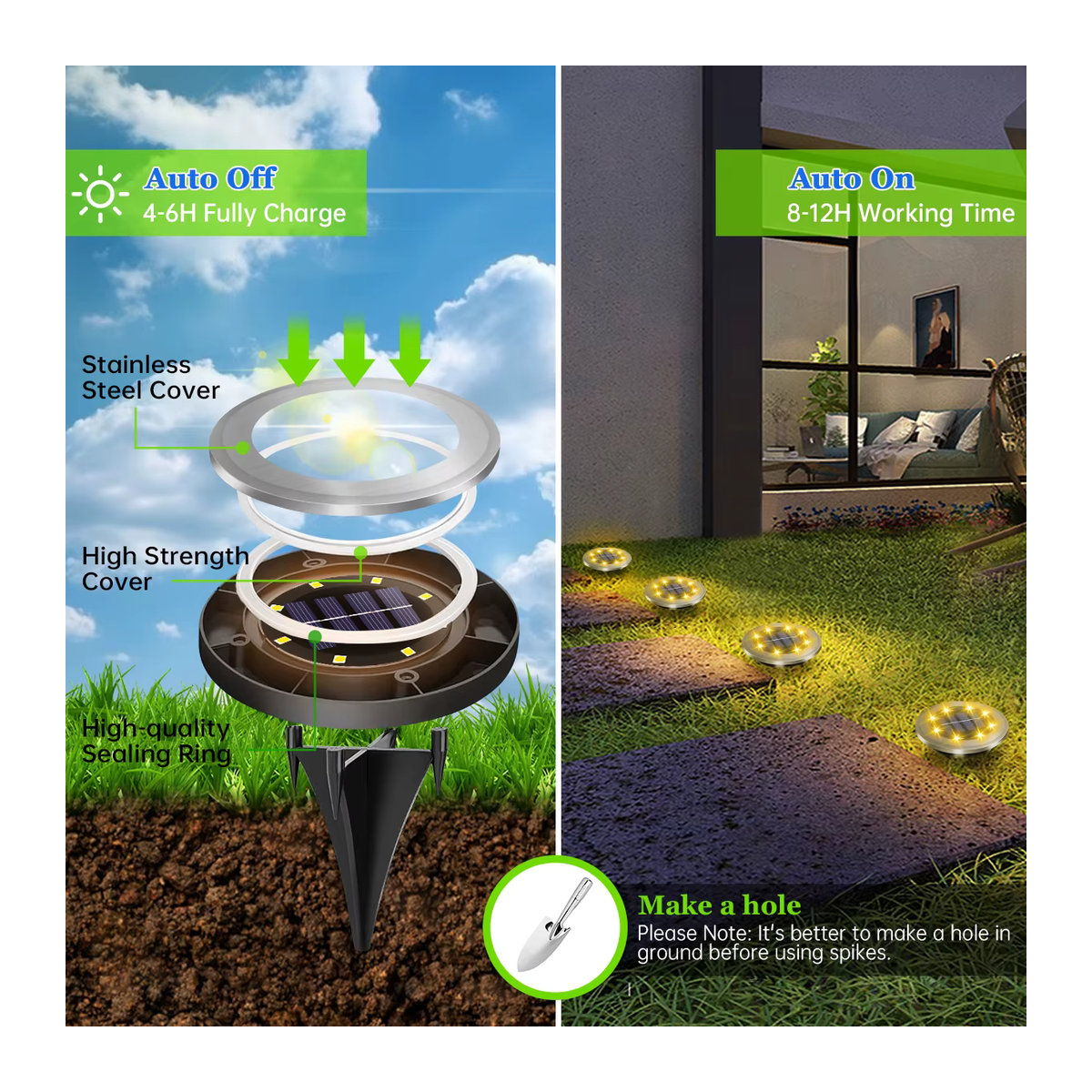 8er Set AMARYLLIS Solar Wegeleuchten aus Edelstahl in Weiß und Silber mit 8 LED für Garten und Auffahrt - Bild 3