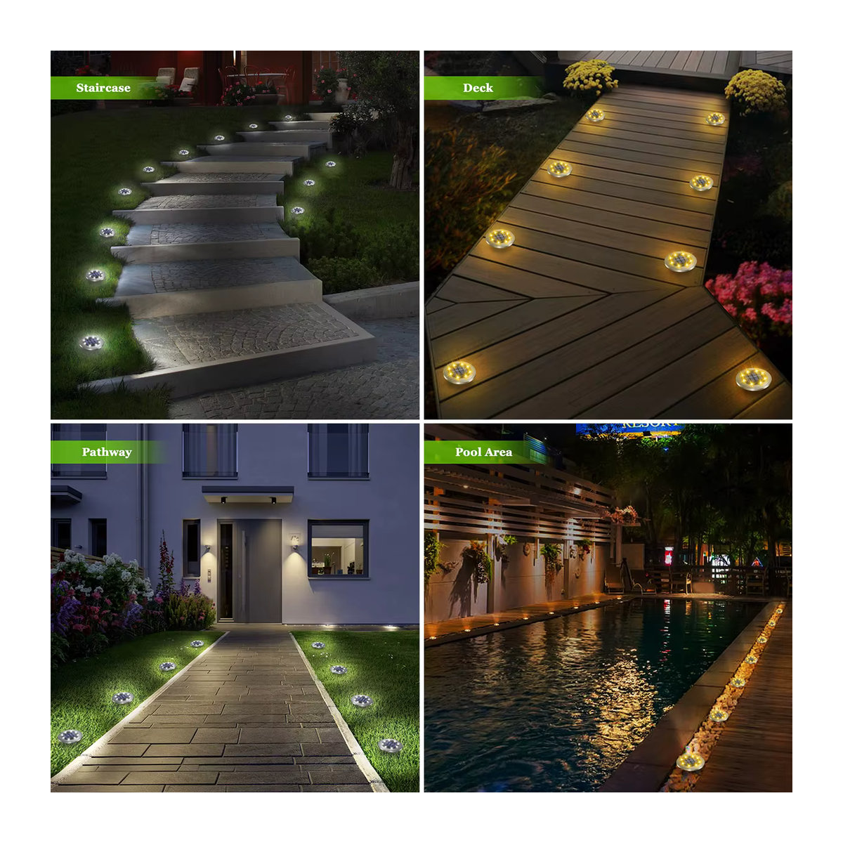 8er Set AMARYLLIS Solar Wegeleuchten aus Edelstahl in Weiß und Silber mit 8 LED für Garten und Auffahrt - Bild 6