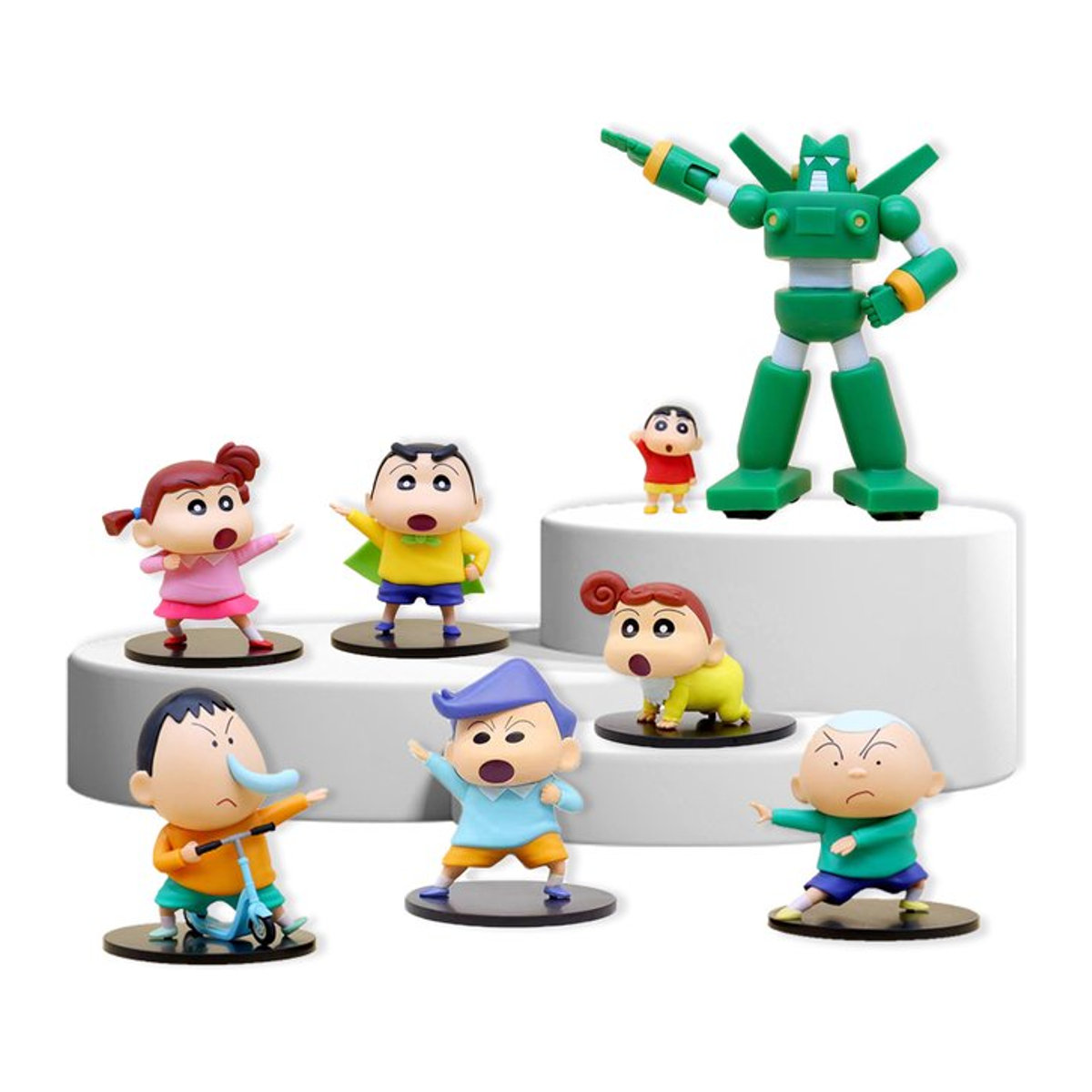 8er Set Crayon Shin-chan Figuren Bandai Kasukabe Defense Force Modelle Nohara Shinnosuke und Himawari Desktop Ornamente aus Kunststoff, mehrfarbig - Bild 1