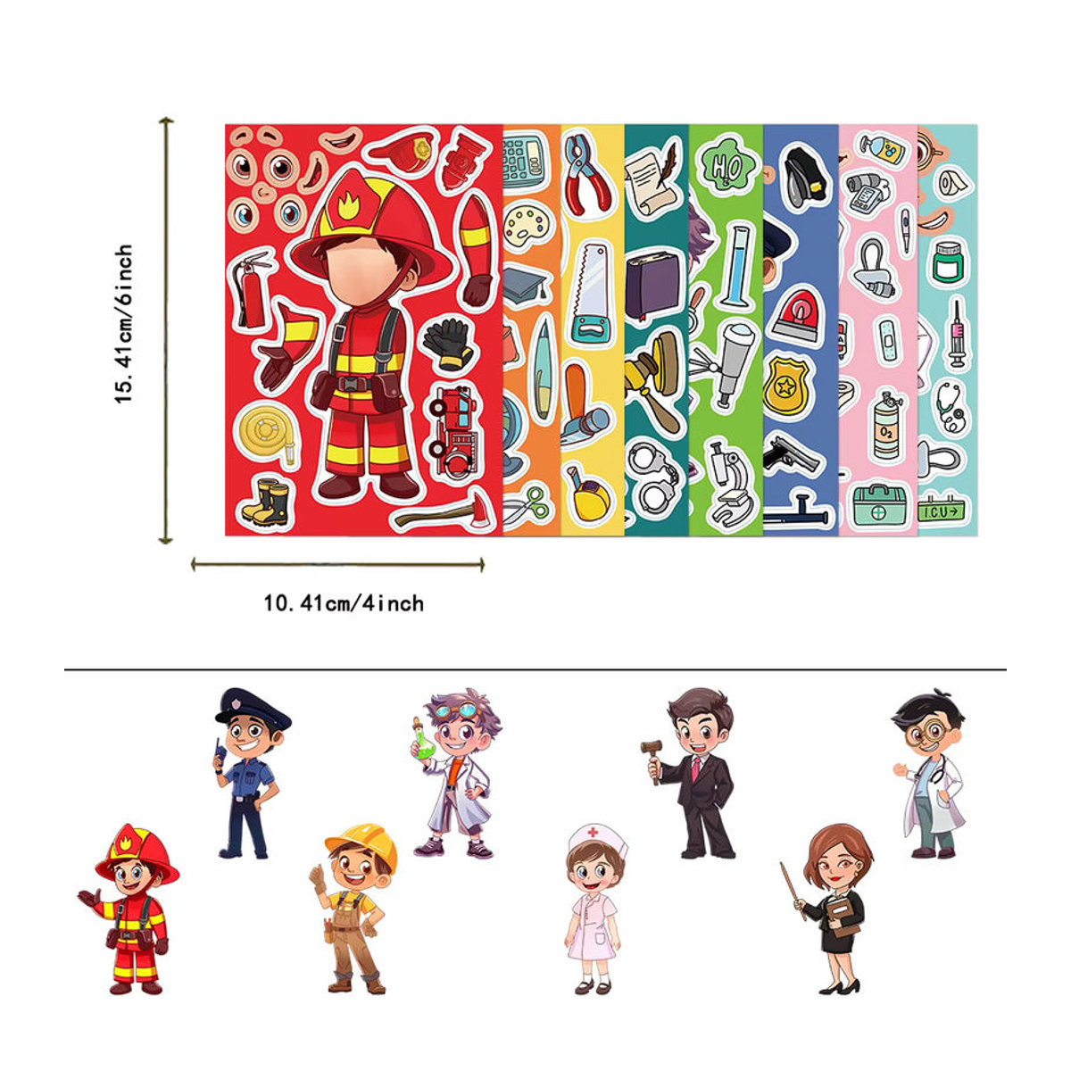 8er Set Kreative Gesicht-Puzzle Aufkleber für Kinder in Mehrfarbig - Bild 2