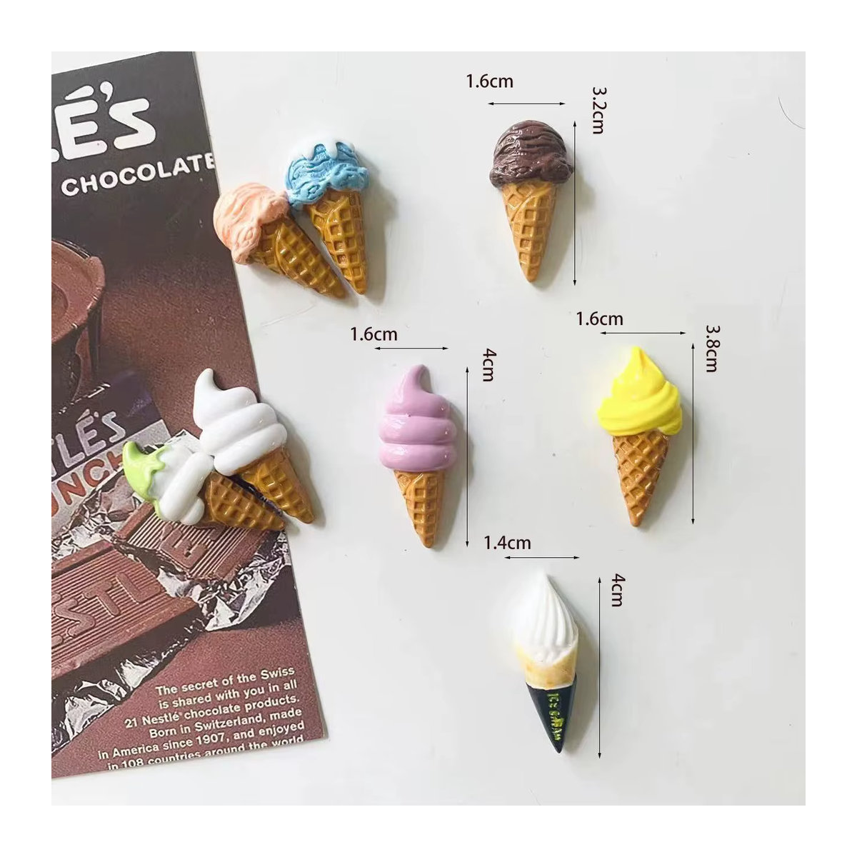 8er Set Mini Eiswürfel Kühlschrankmagnete aus Kunstharz in Mehrfarbig - Bild 2