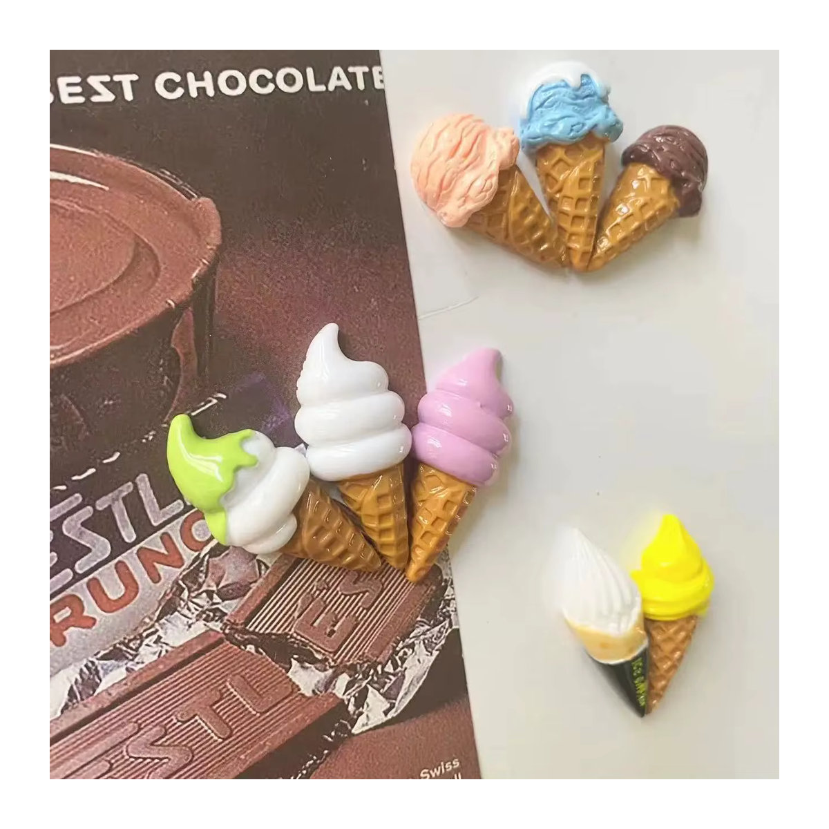 8er Set Mini Eiswürfel Kühlschrankmagnete aus Kunstharz in Mehrfarbig - Bild 5