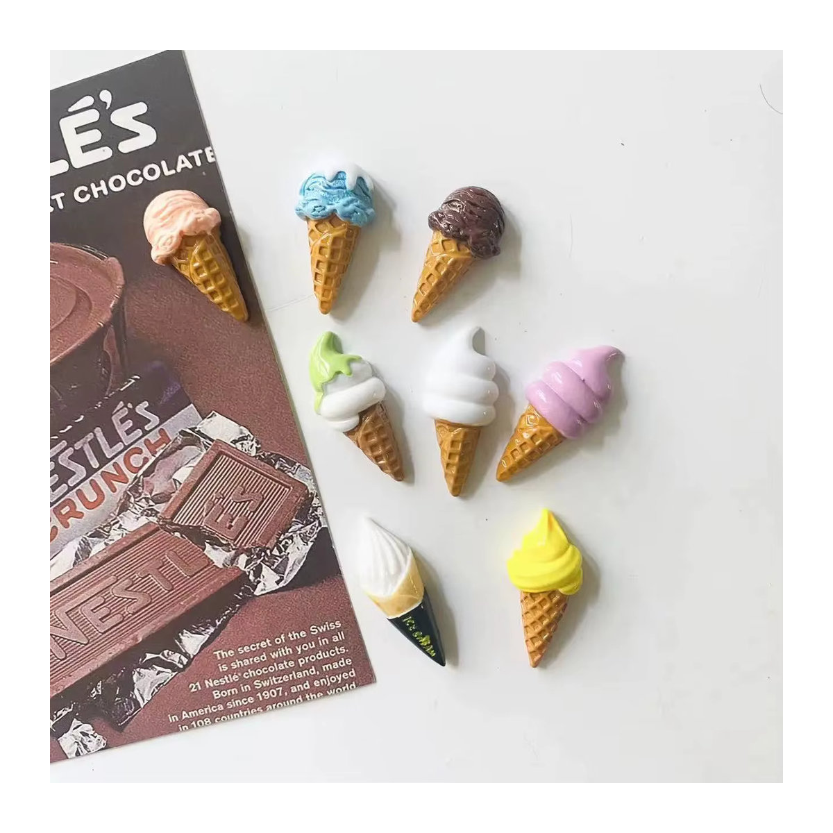 8er Set Mini Eiswürfel Kühlschrankmagnete aus Kunstharz in Mehrfarbig - Bild 6