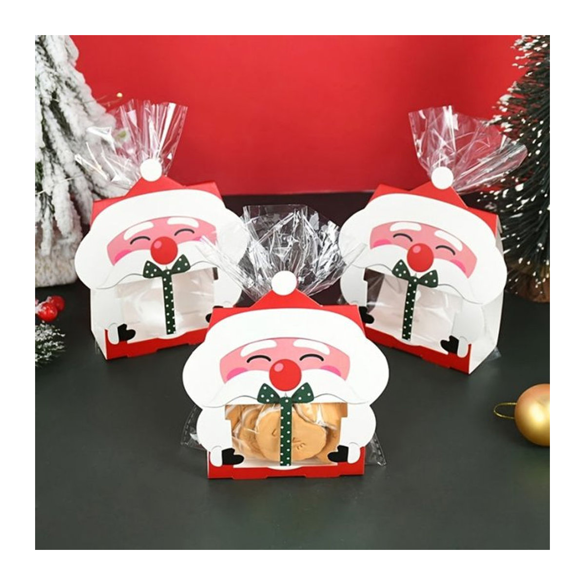 8er Set Weihnachtliche Santa Claus Geschenkboxen aus Papier für Süßigkeiten und Gebäck, Mehrfarbig - Bild 1