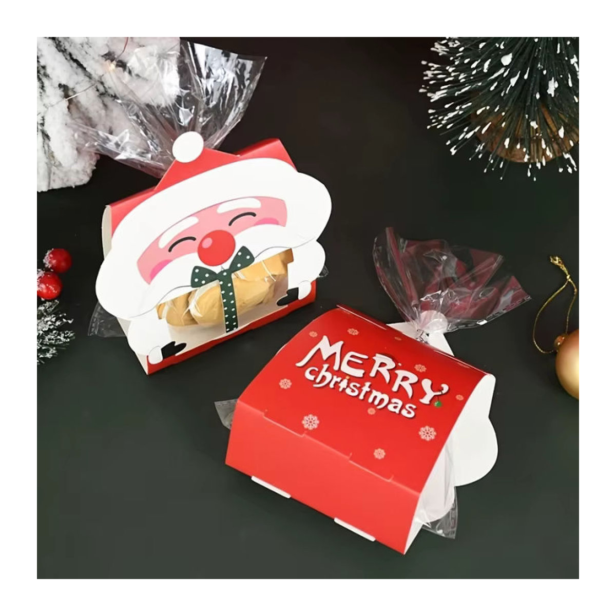 8er Set Weihnachtliche Santa Claus Geschenkboxen aus Papier für Süßigkeiten und Gebäck, Mehrfarbig - Bild 2