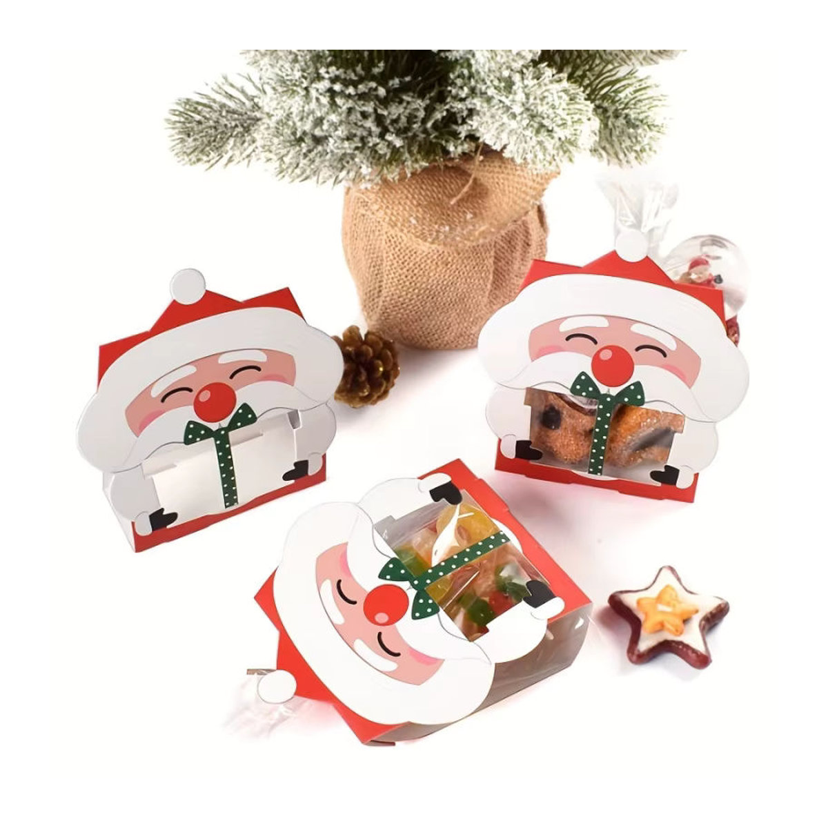 8er Set Weihnachtliche Santa Claus Geschenkboxen aus Papier für Süßigkeiten und Gebäck, Mehrfarbig - Bild 4