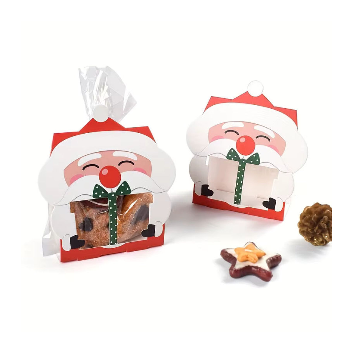 8er Set Weihnachtliche Santa Claus Geschenkboxen aus Papier für Süßigkeiten und Gebäck, Mehrfarbig - Bild 6