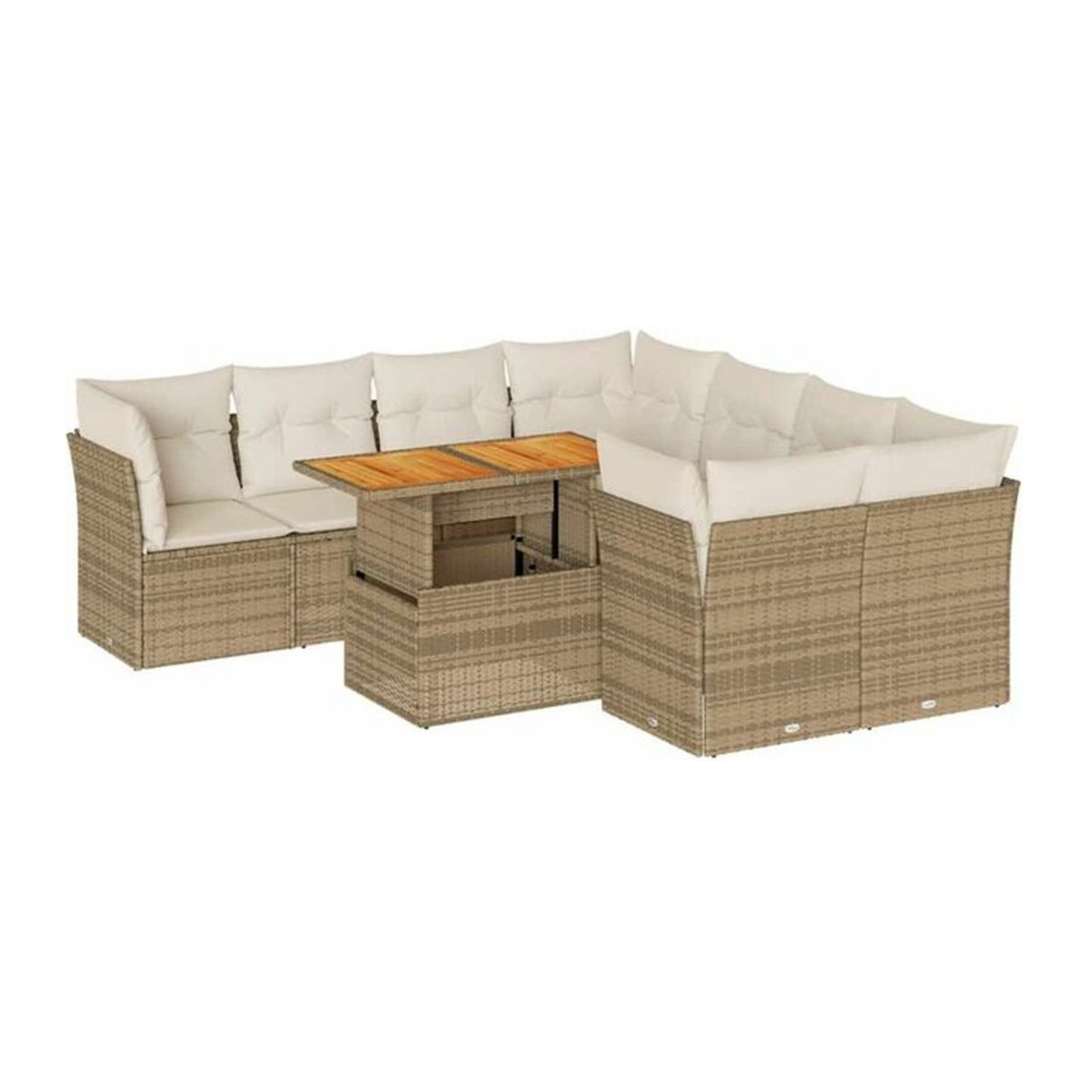 9-teilige Garten-Sofagarnitur mit Kissen aus Polyrattan in Beige von vidaxl - Bild 1