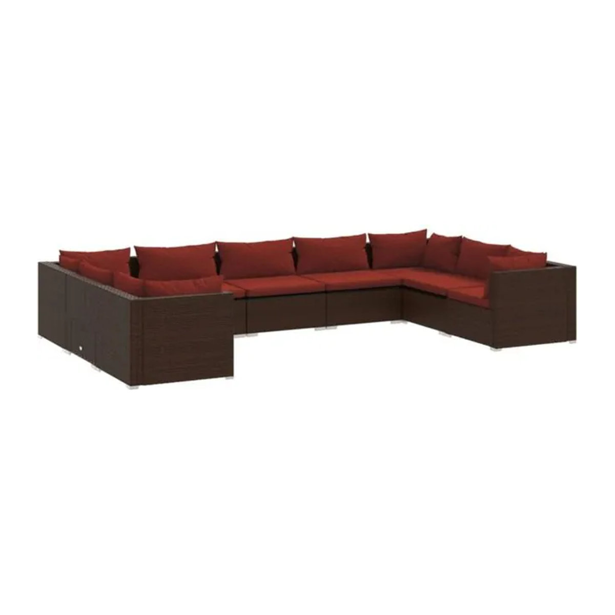9-tlg. Gartenlounge-Set mit Kissen aus Poly-Rattan in Braun von vidaxl - Bild 1