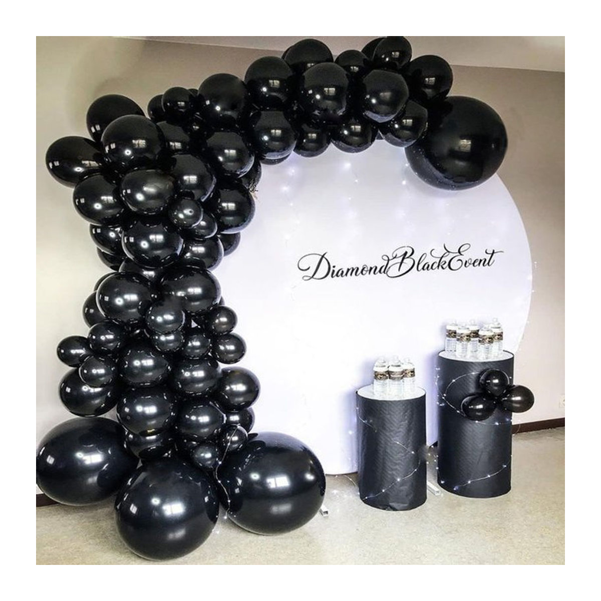 94-teiliges schwarzes Latex-Ballon-Set für Geburtstag, Hochzeit und Valentinstag in Rundform - Bild 1