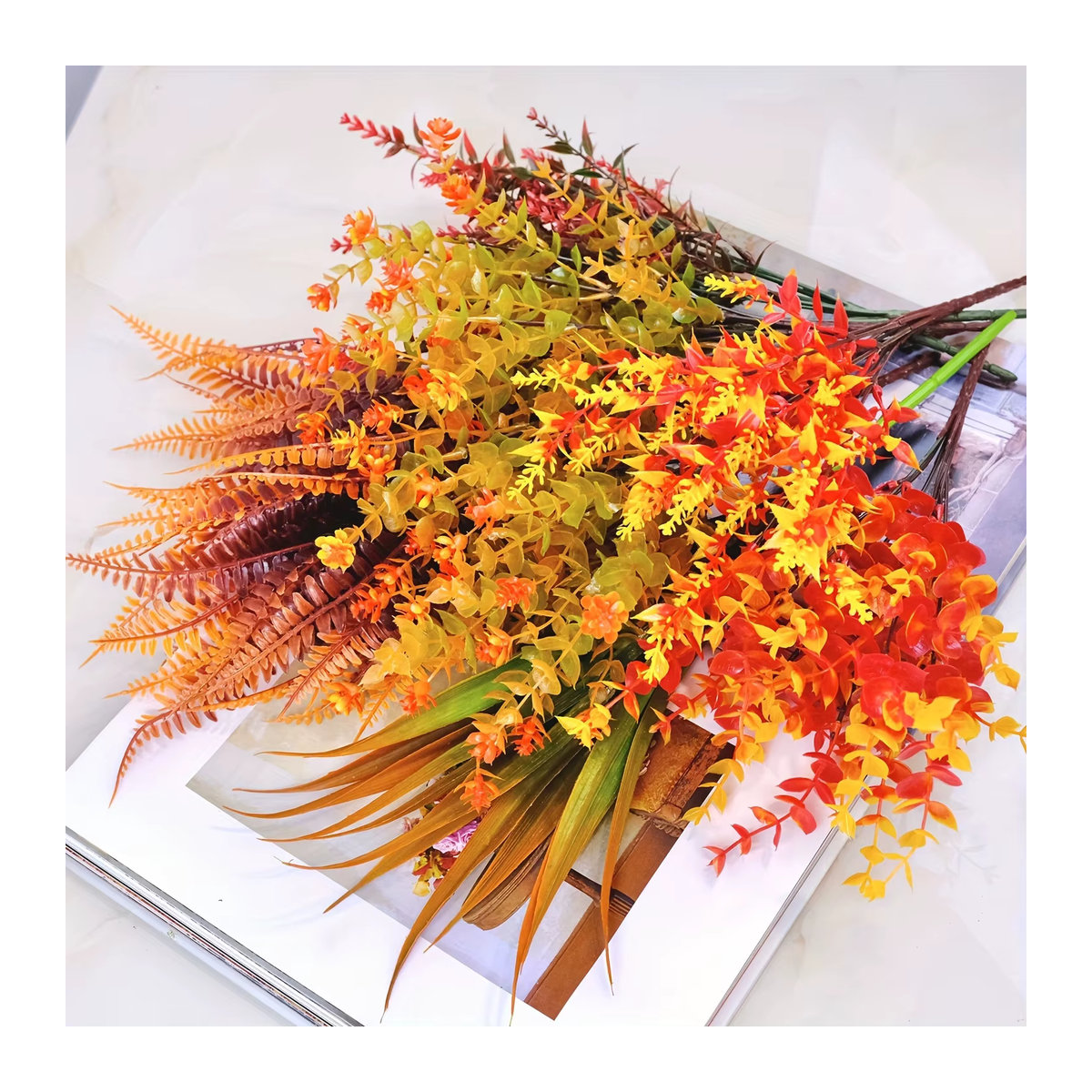 9er Set künstliche Herbstpflanzen in Mehrfarbig für Thanksgiving und Halloween Dekoration - Bild 3
