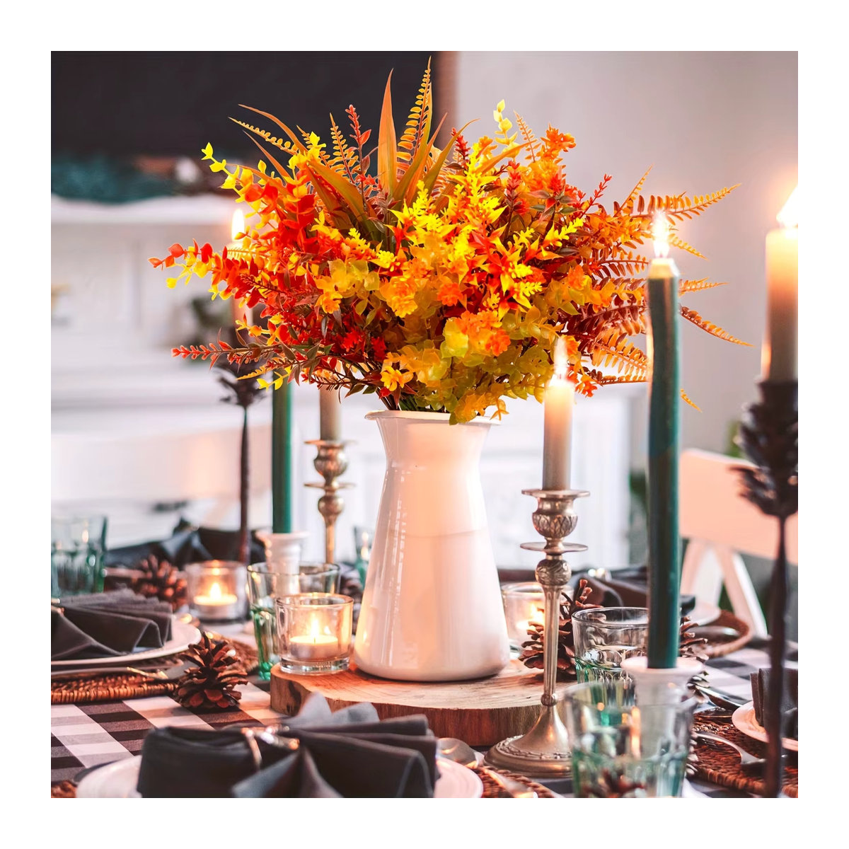9er Set künstliche Herbstpflanzen in Mehrfarbig für Thanksgiving und Halloween Dekoration - Bild 5